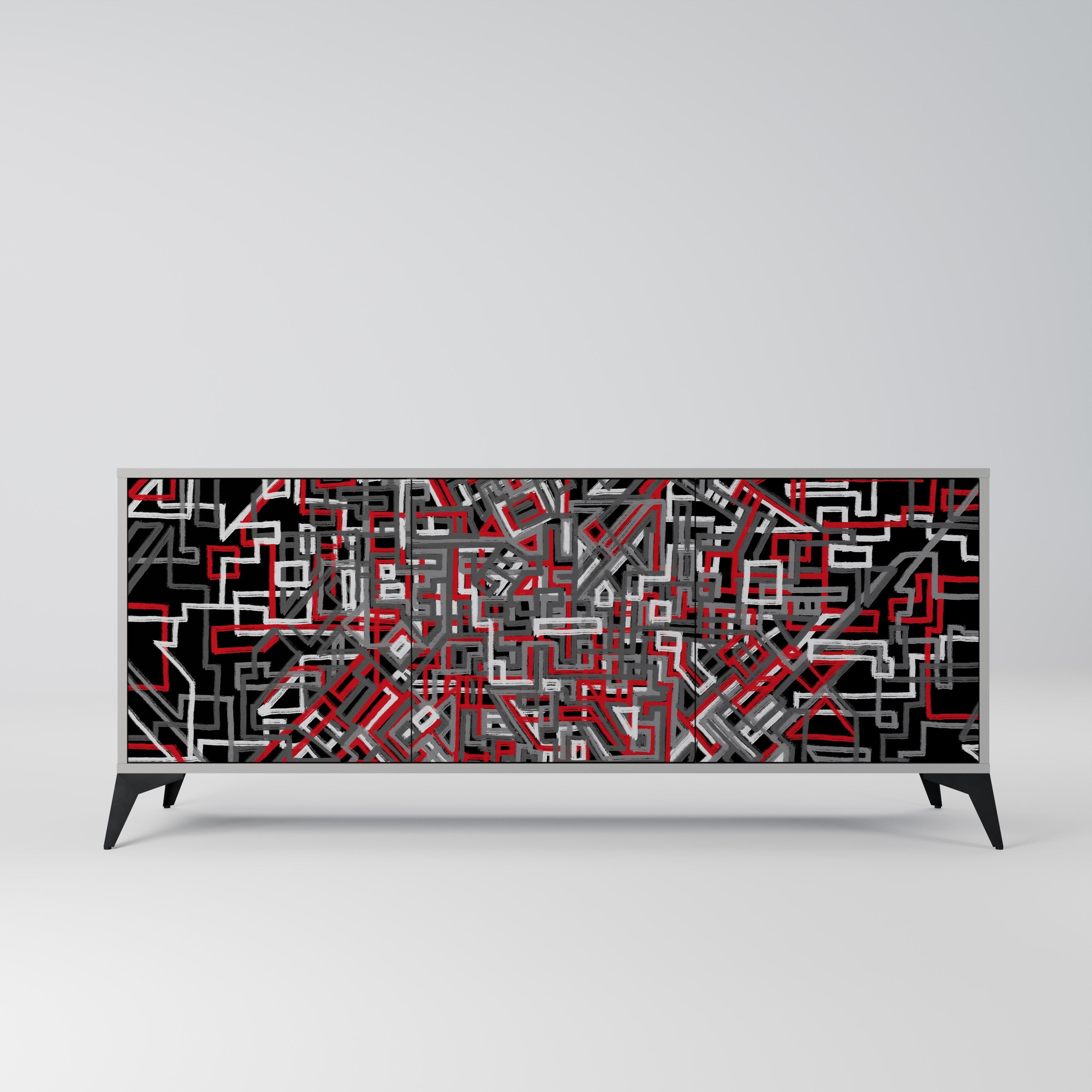 Buffet 3 portes BROKEN LINES finition grise