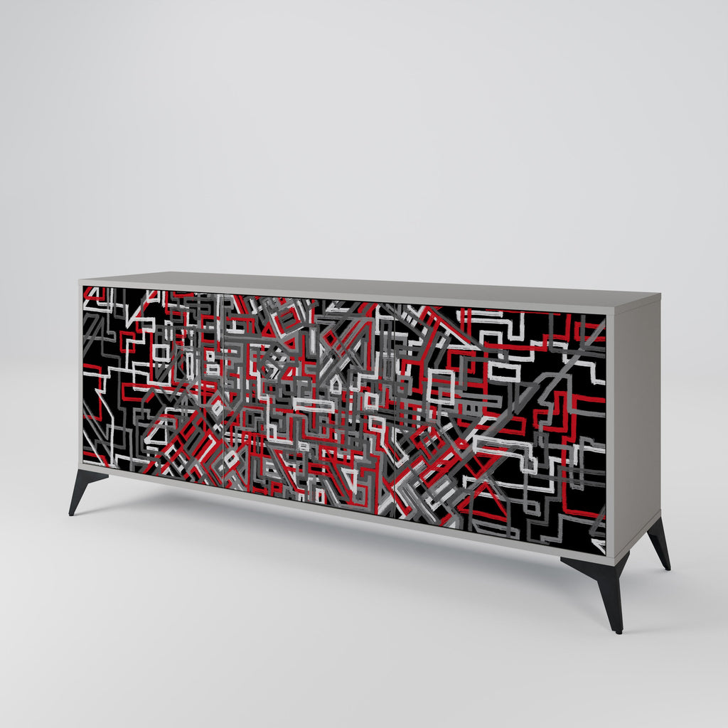 Buffet 3 portes BROKEN LINES finition grise