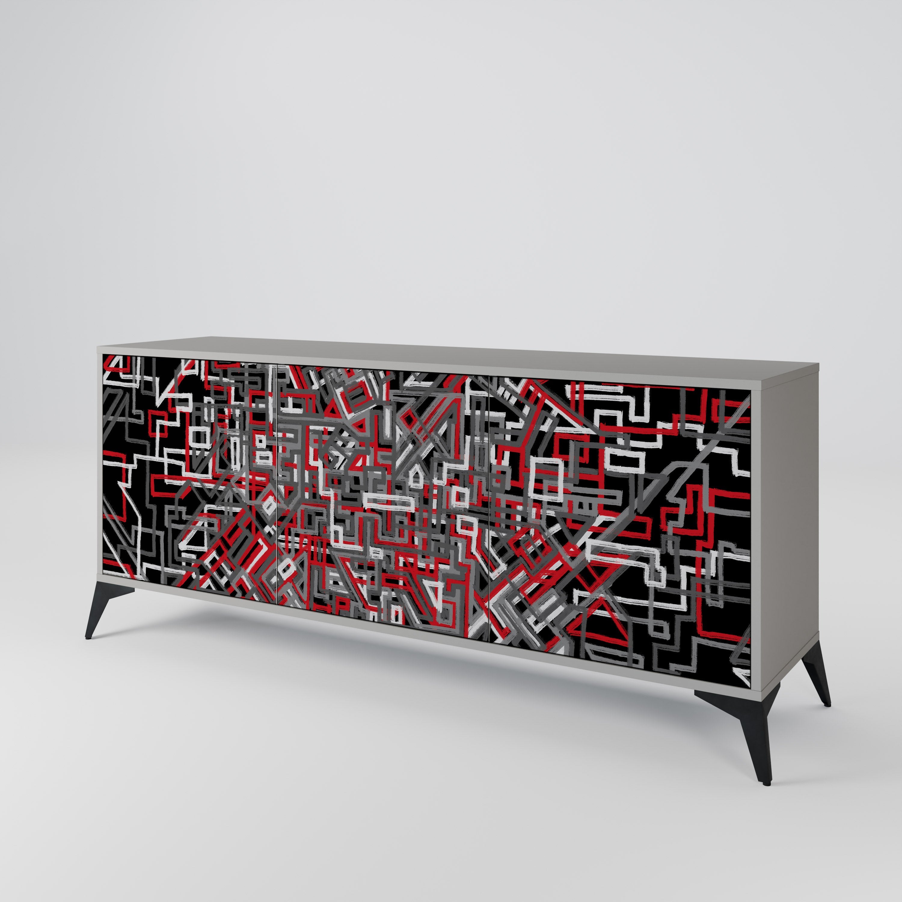 Buffet 3 portes BROKEN LINES finition grise