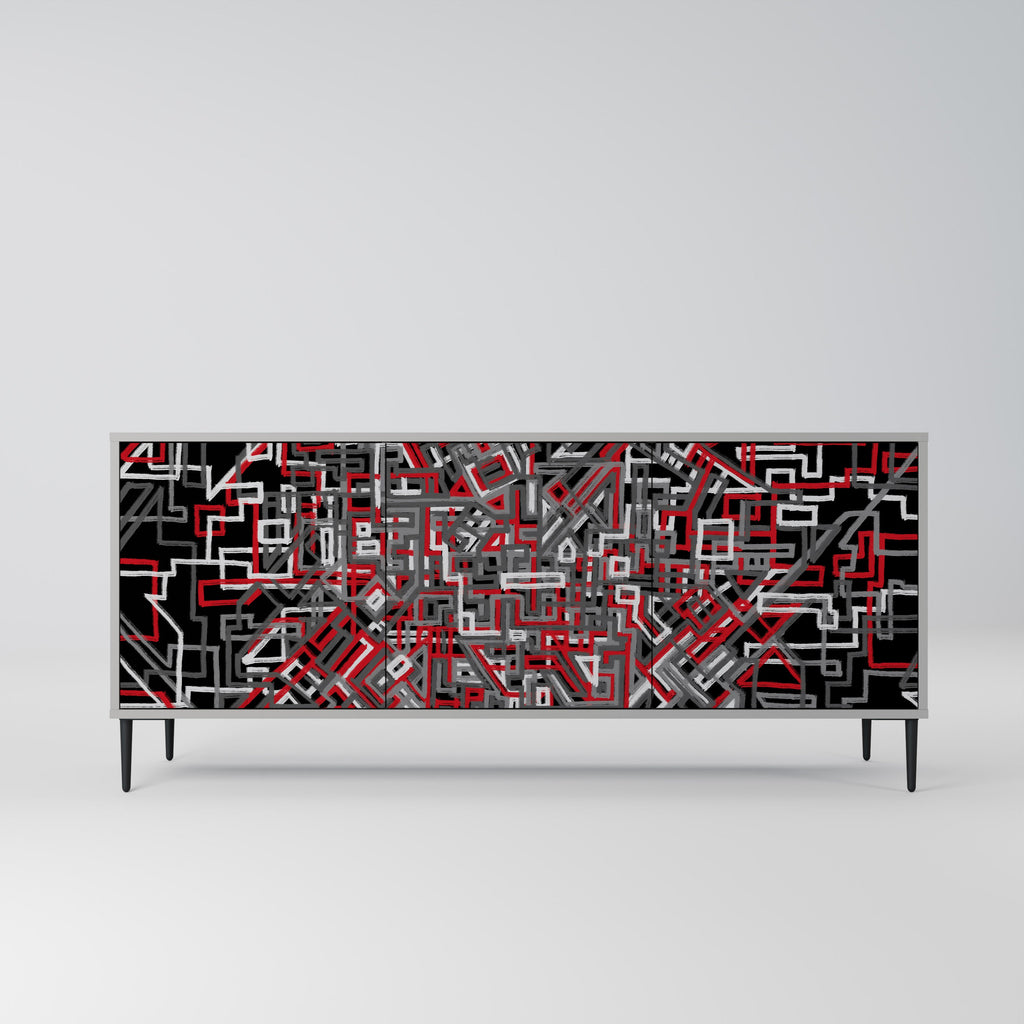 Buffet 3 portes BROKEN LINES finition grise