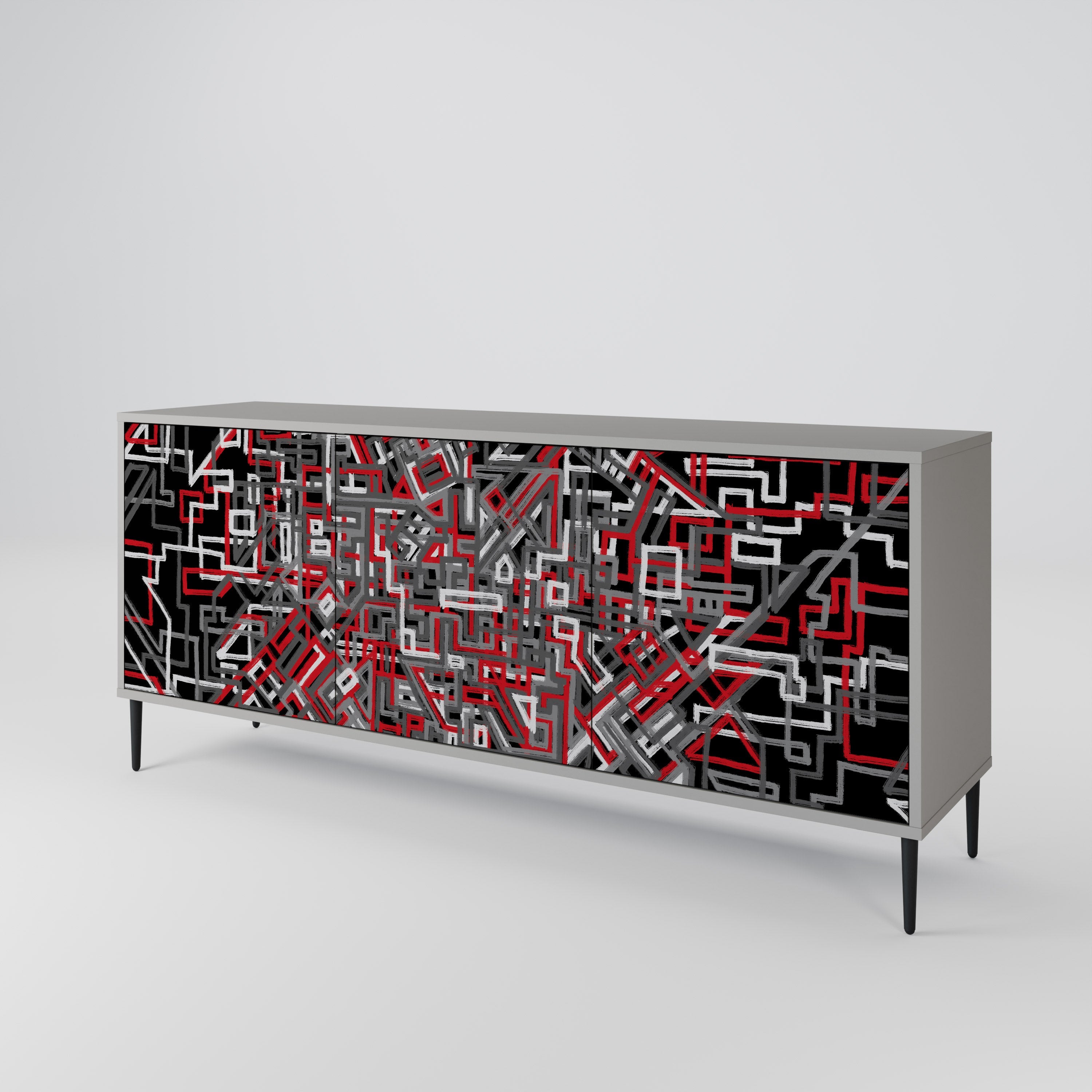 Buffet 3 portes BROKEN LINES finition grise