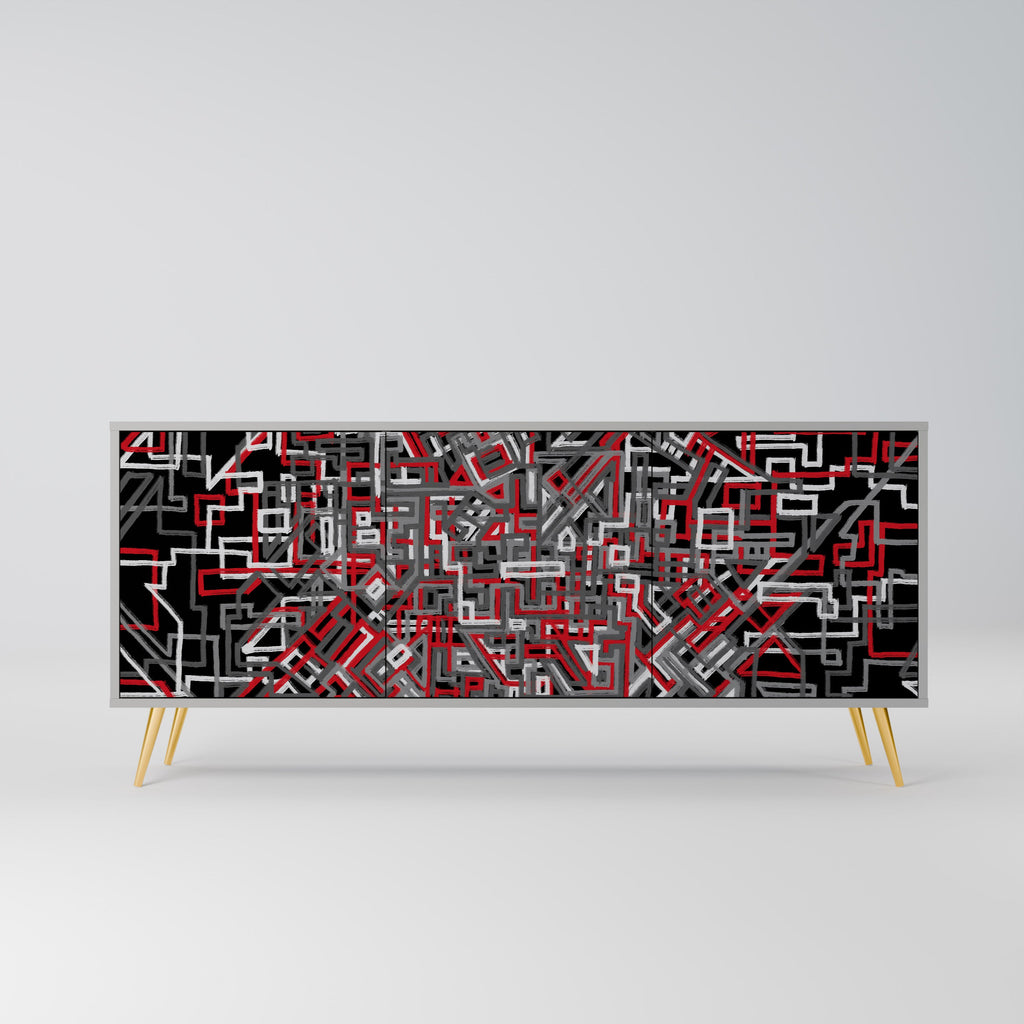 Buffet 3 portes BROKEN LINES finition grise