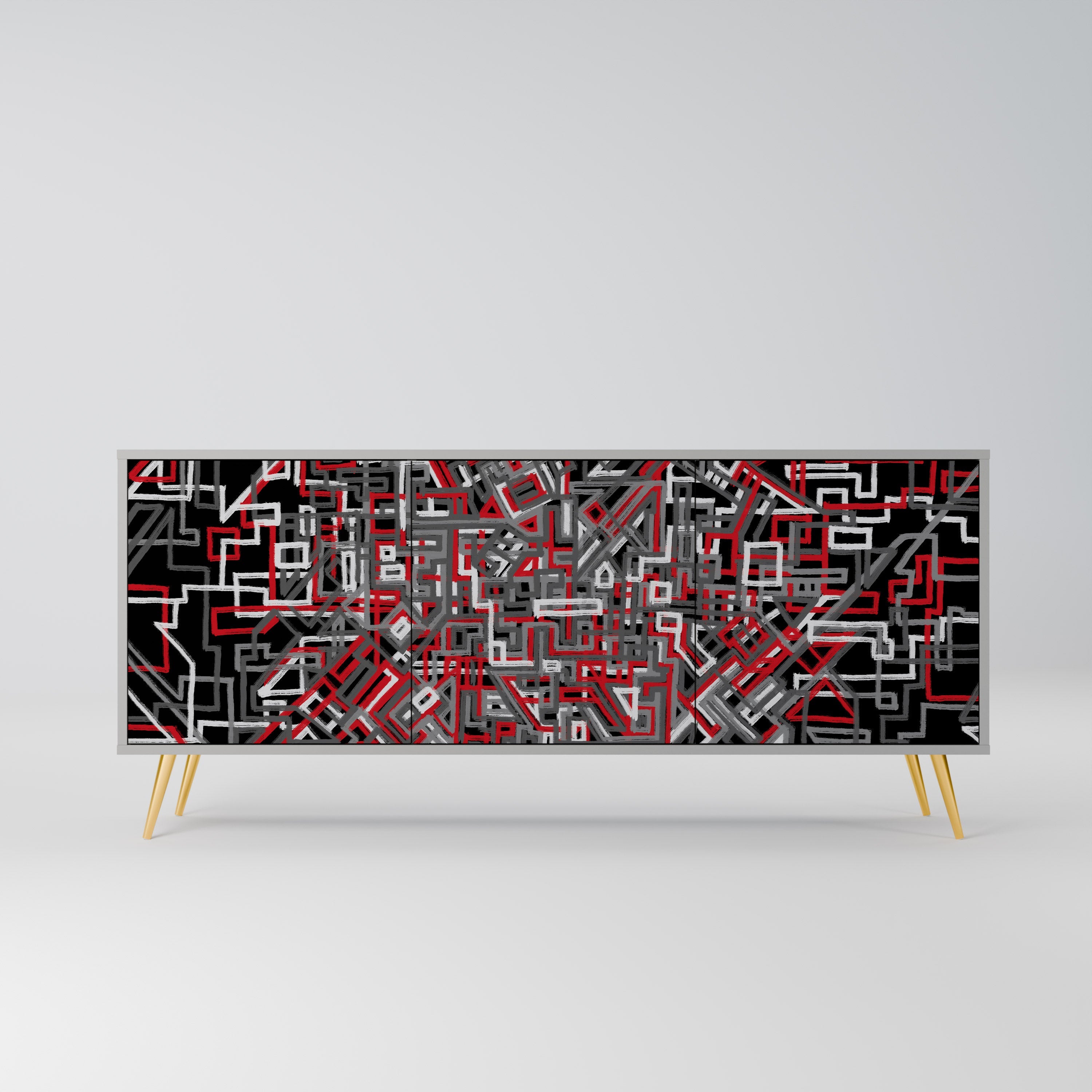 Buffet 3 portes BROKEN LINES finition grise