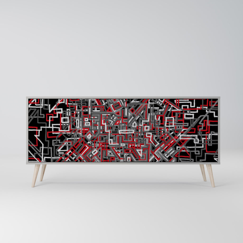 Buffet 3 portes BROKEN LINES finition grise