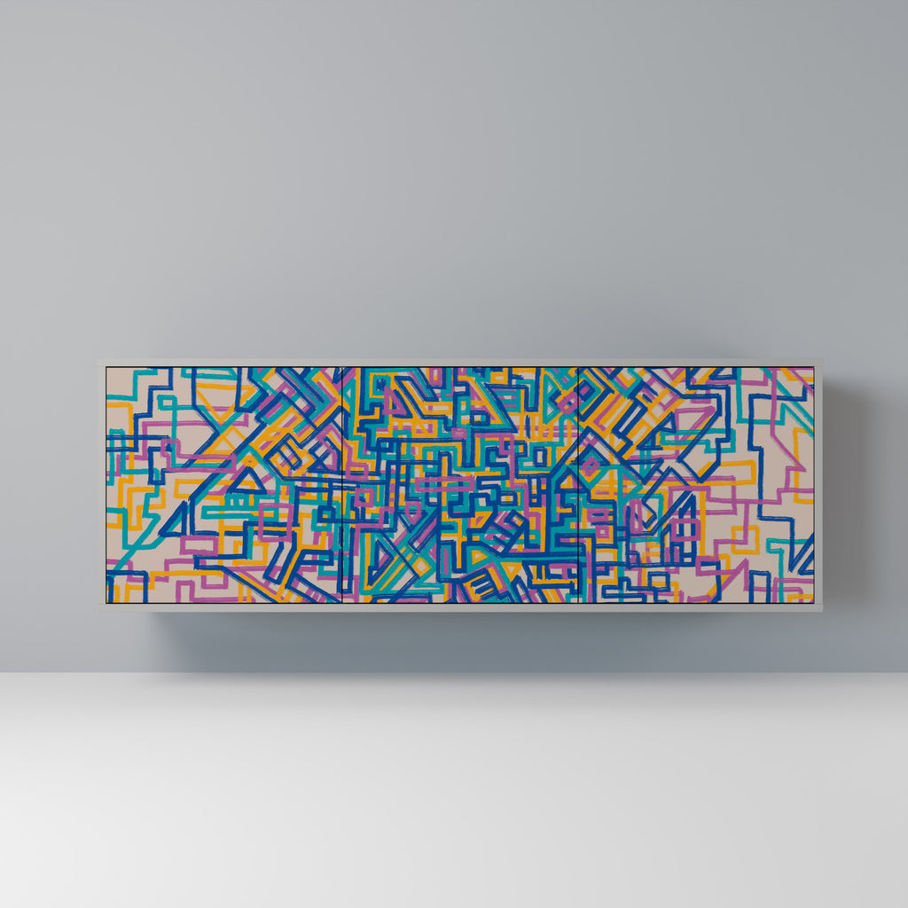 Buffet 3 portes MEMORIES MAP en finition grise