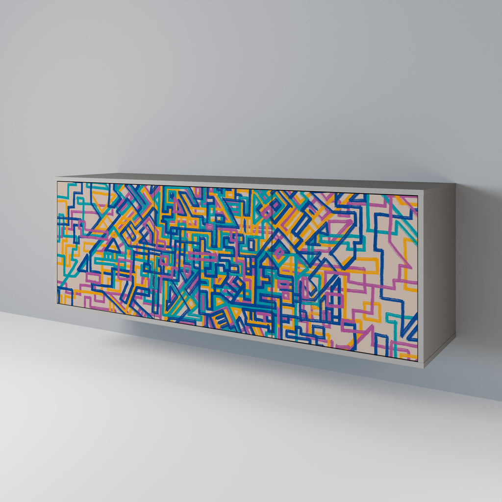 Buffet 3 portes MEMORIES MAP en finition grise
