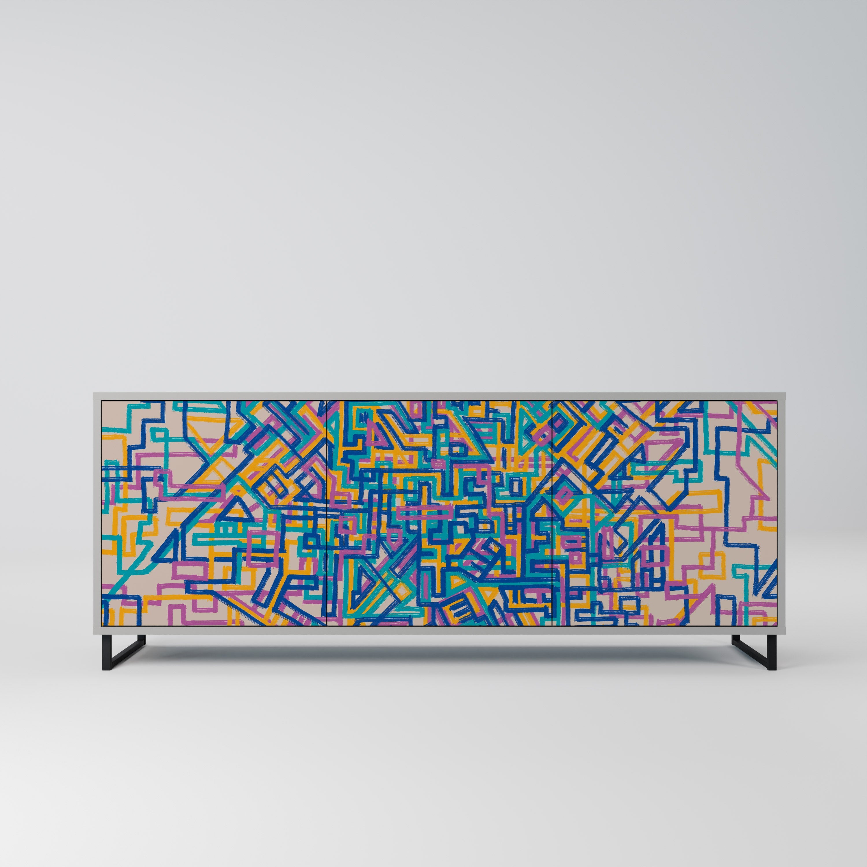 Buffet 3 portes MEMORIES MAP en finition grise