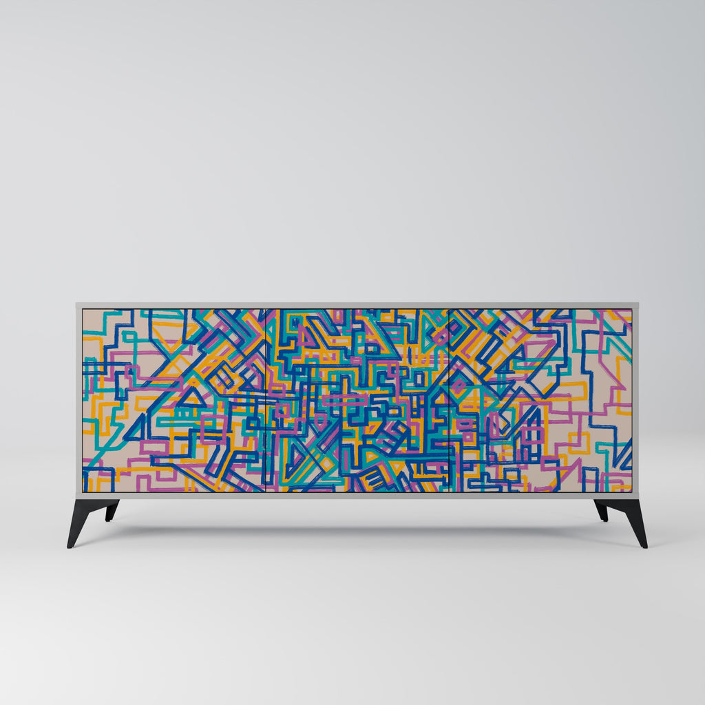 Buffet 3 portes MEMORIES MAP en finition grise