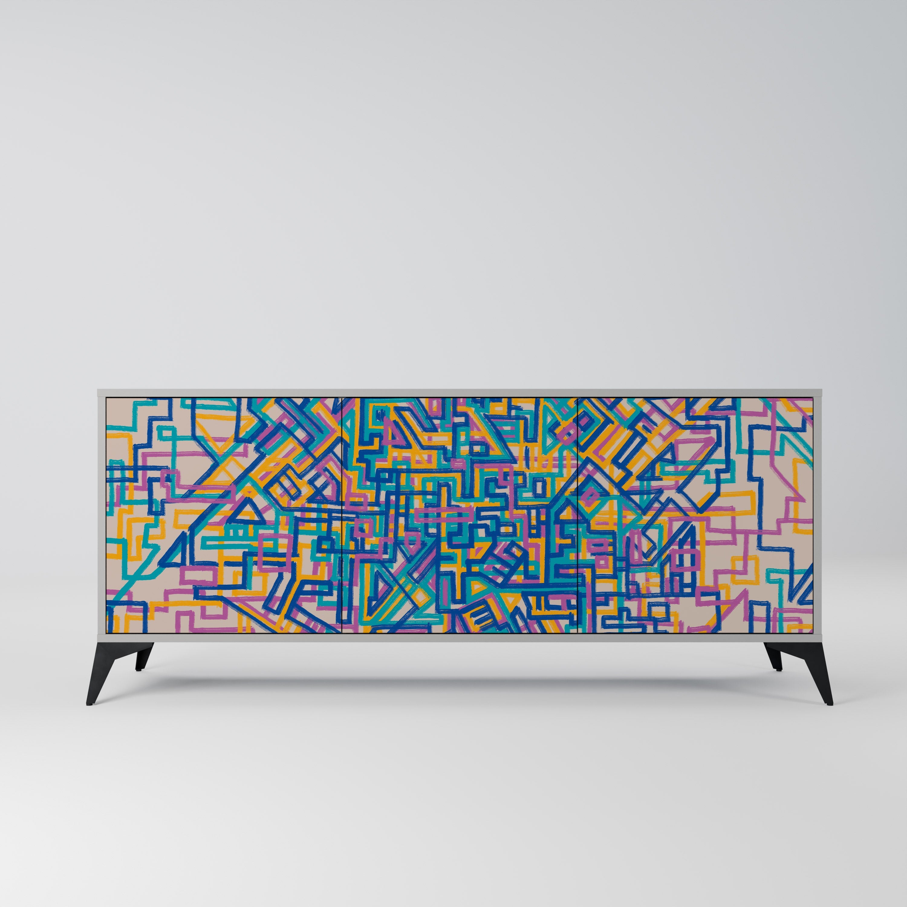 Buffet 3 portes MEMORIES MAP en finition grise