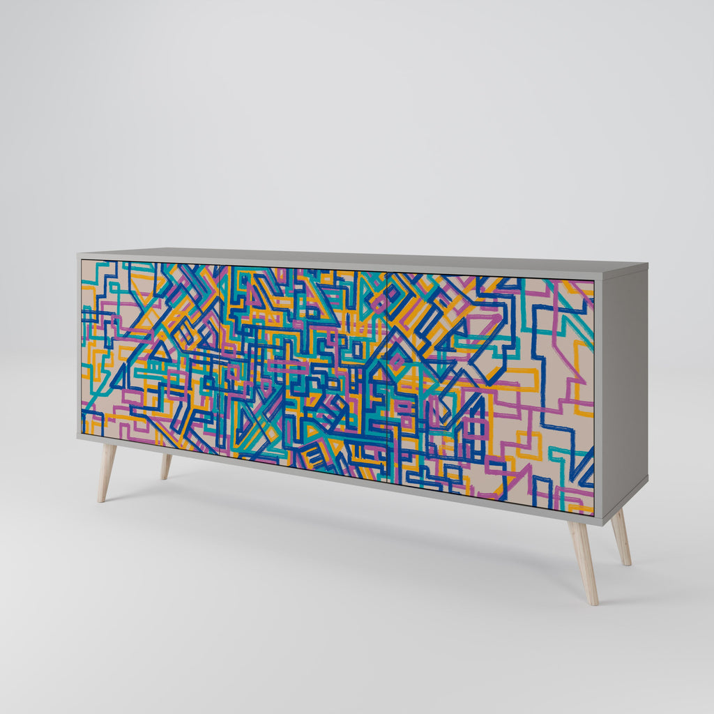 Buffet 3 portes MEMORIES MAP en finition grise