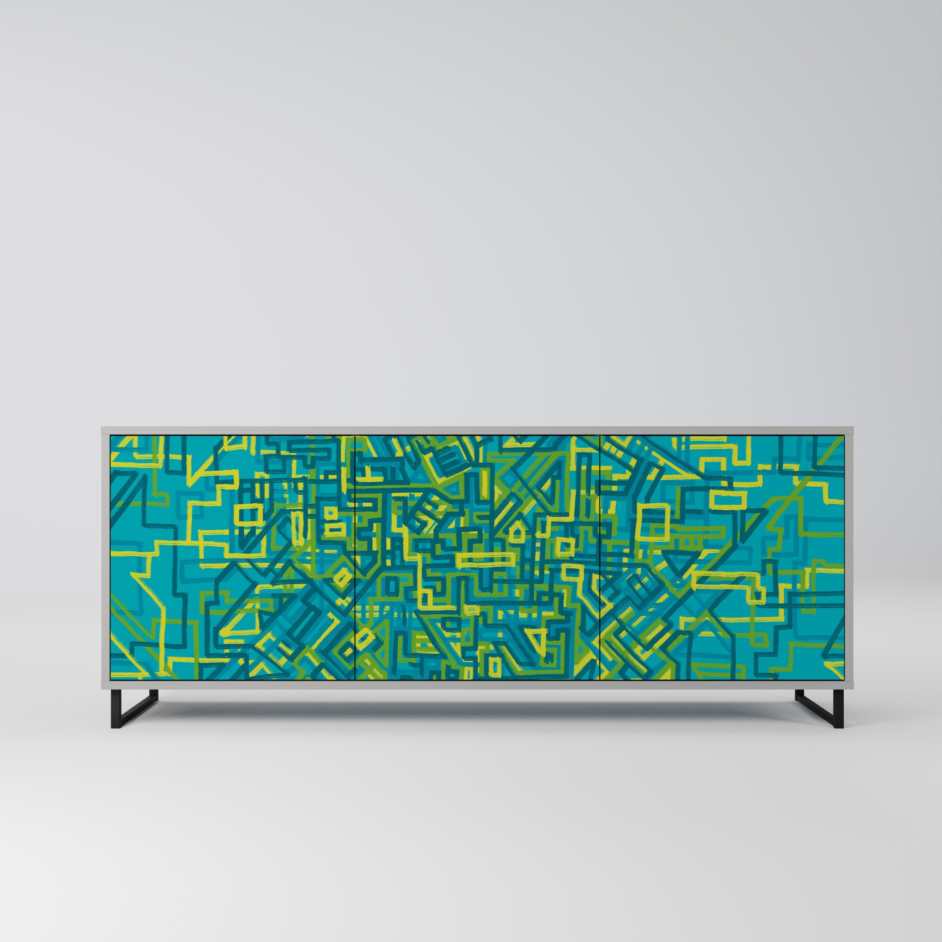 Buffet 3 portes NOSTALGIC MEMORIES en finition grise