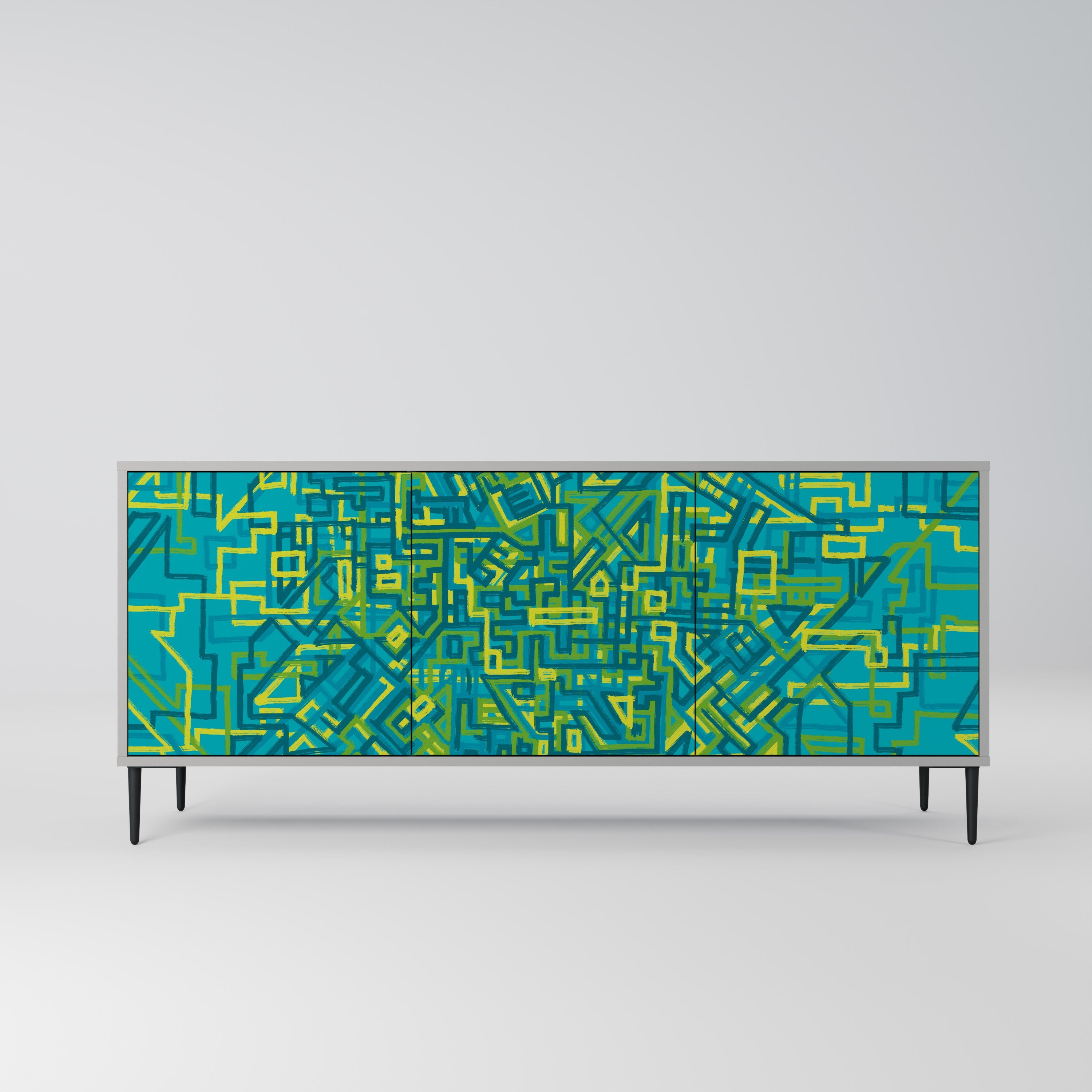 Buffet 3 portes NOSTALGIC MEMORIES en finition grise