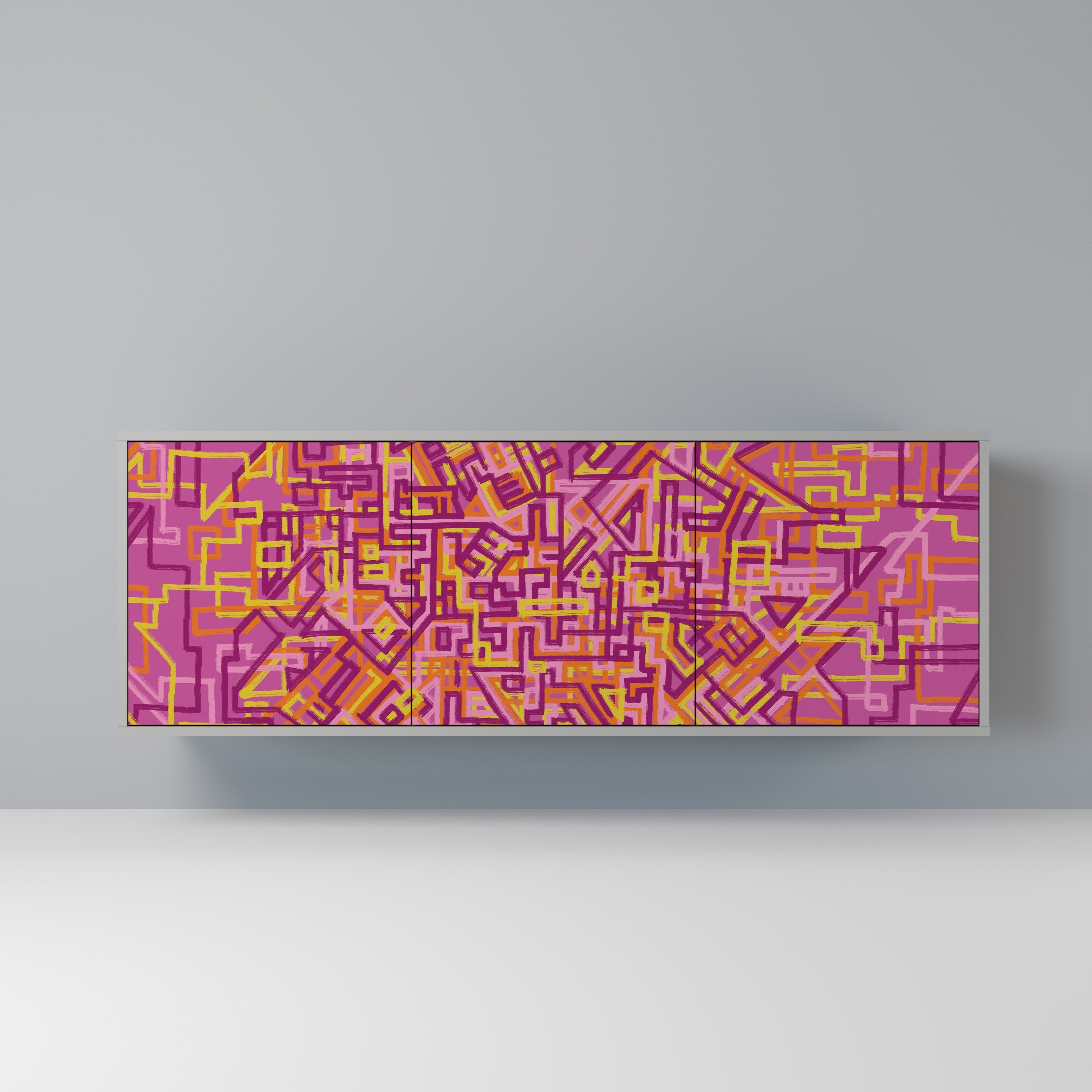 Buffet 3 portes LOVELY MEMORIES en finition grise