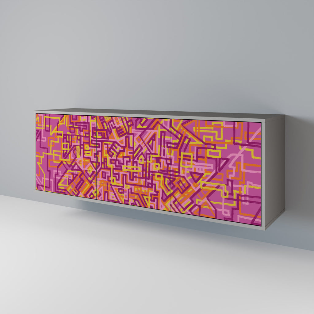 Buffet 3 portes LOVELY MEMORIES en finition grise