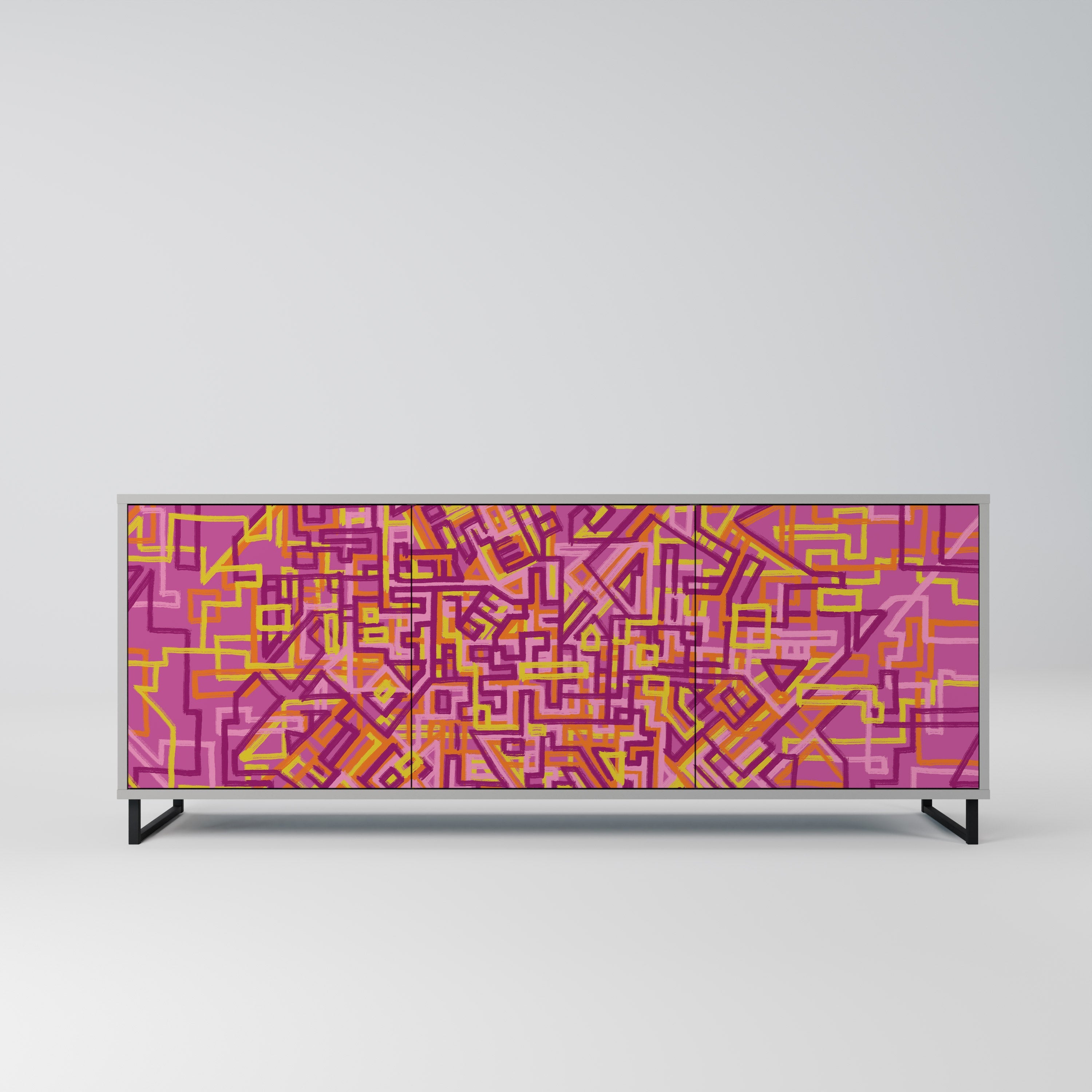 Buffet 3 portes LOVELY MEMORIES en finition grise