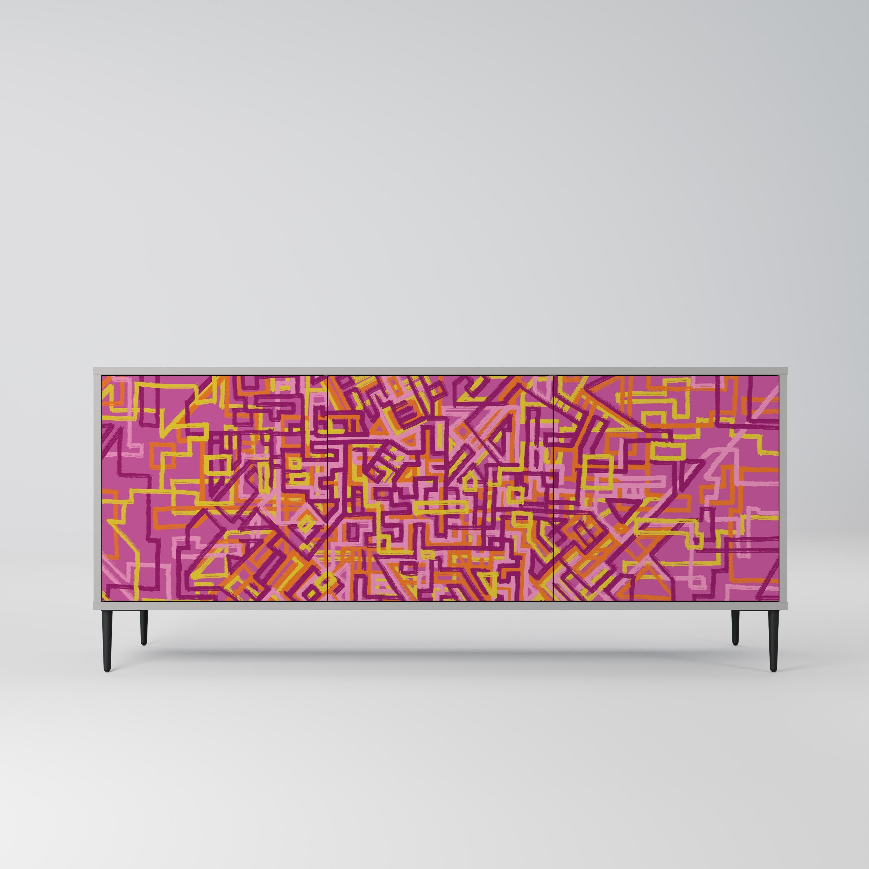 Buffet 3 portes LOVELY MEMORIES en finition grise