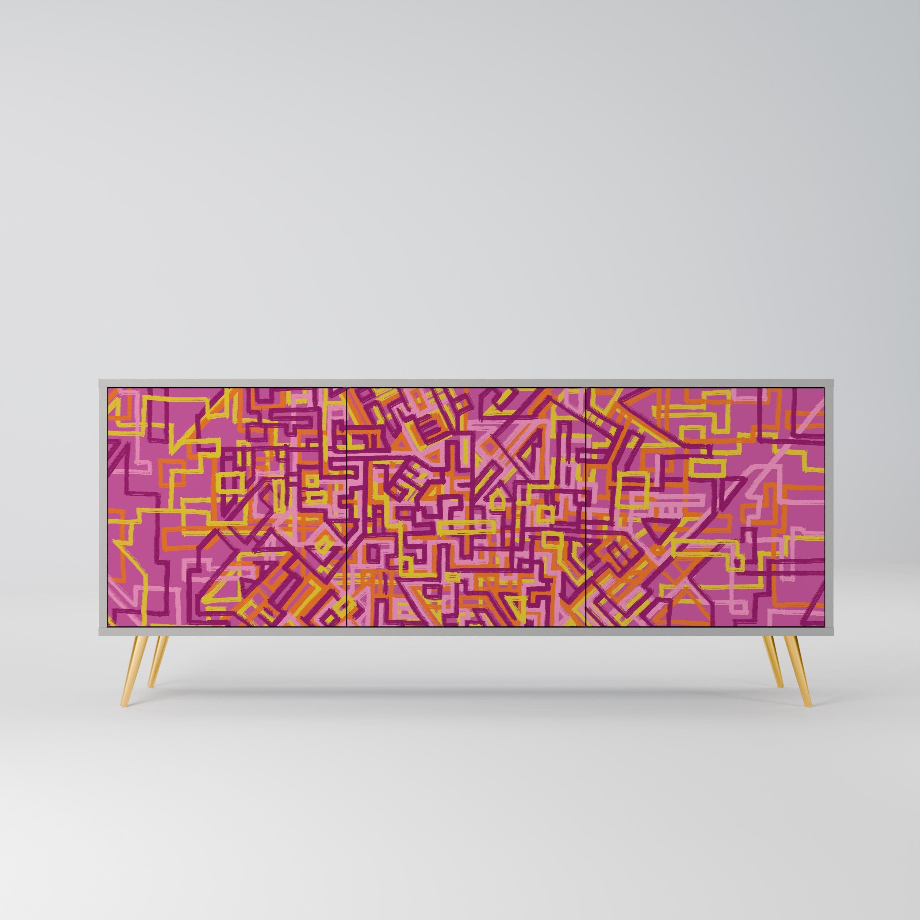 Buffet 3 portes LOVELY MEMORIES en finition grise