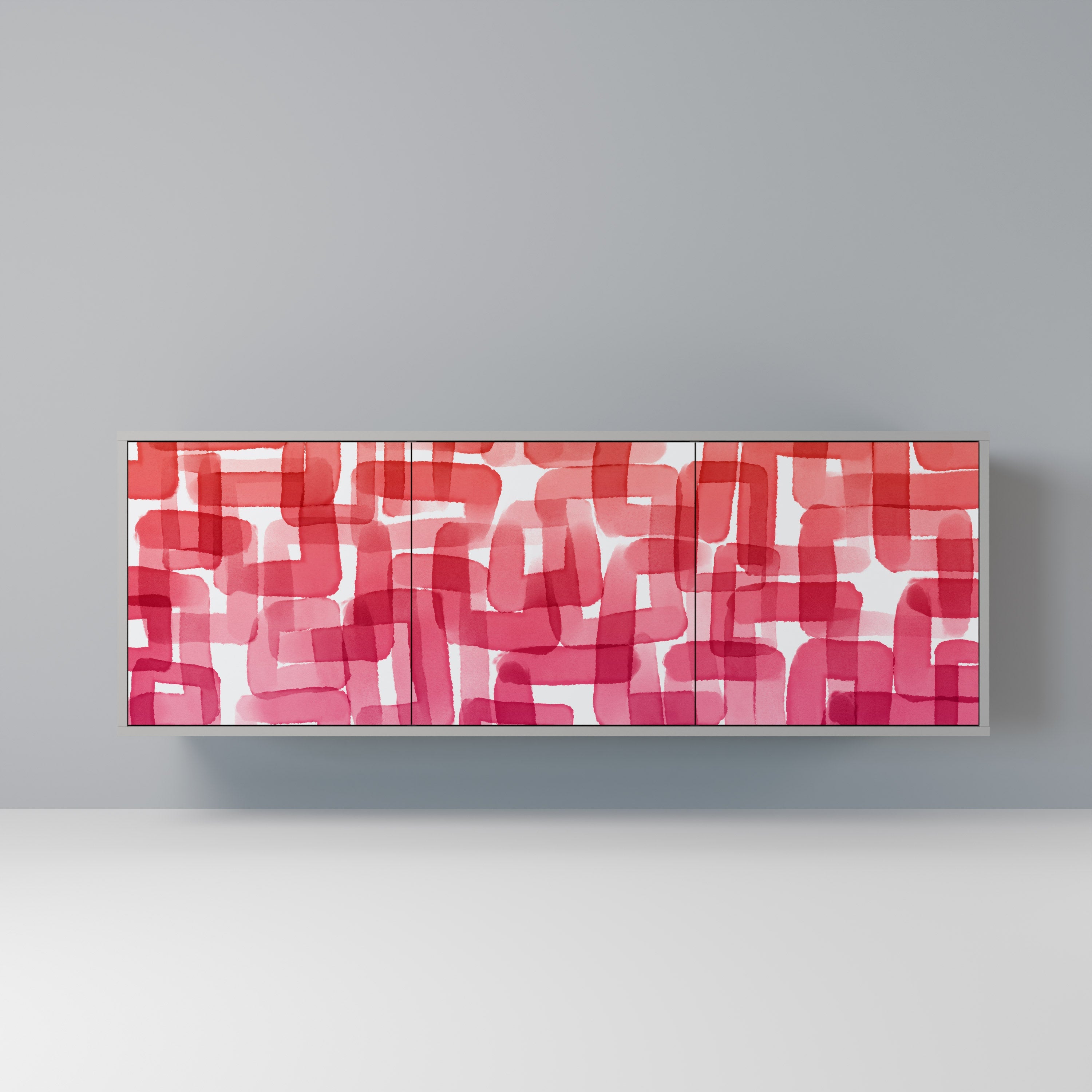 Buffet 3 portes KALEIDOSCOPIC CUBISM, finition grise