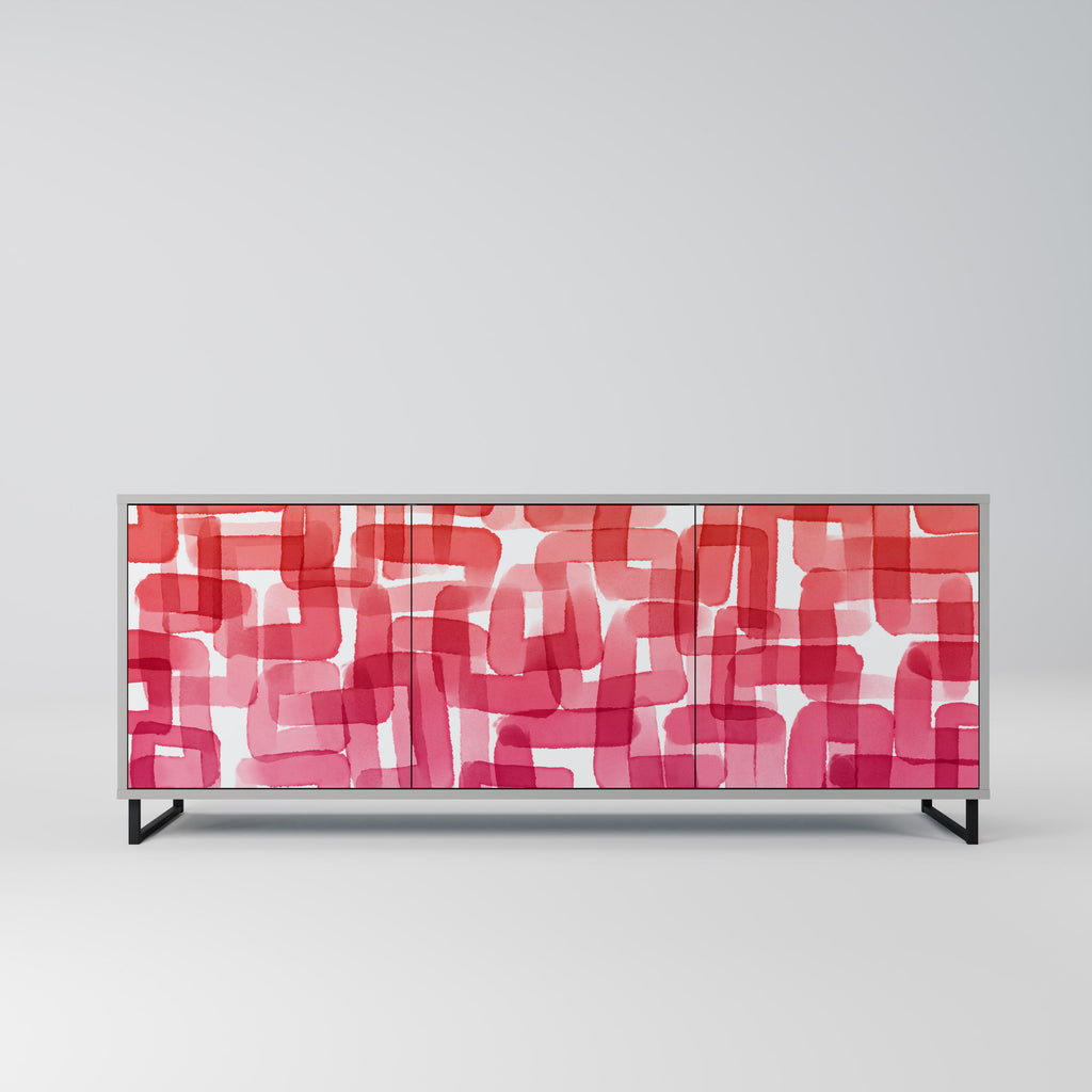 Buffet 3 portes KALEIDOSCOPIC CUBISM, finition grise