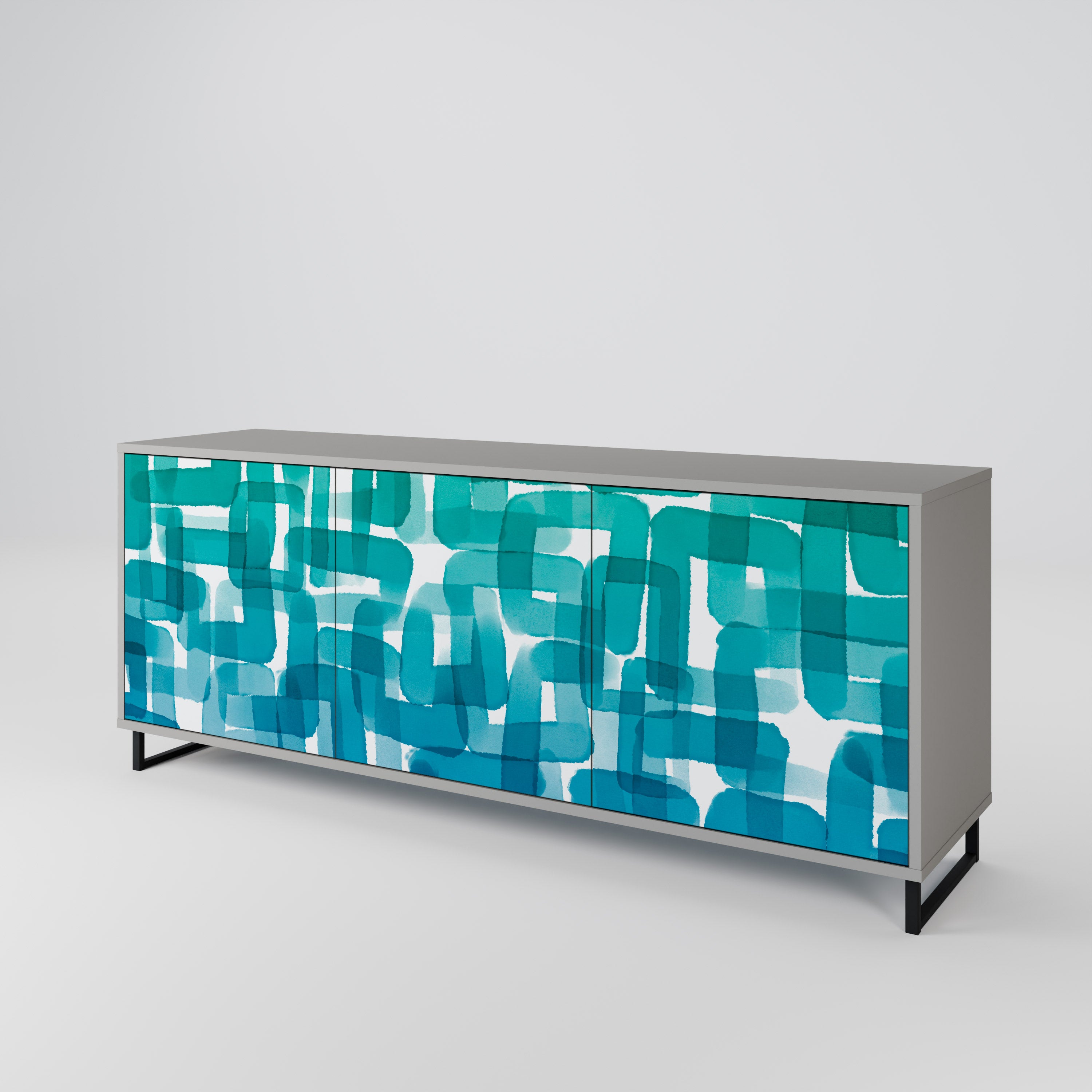 TURQUOISE RECTANGLES 3-Door Sideboard