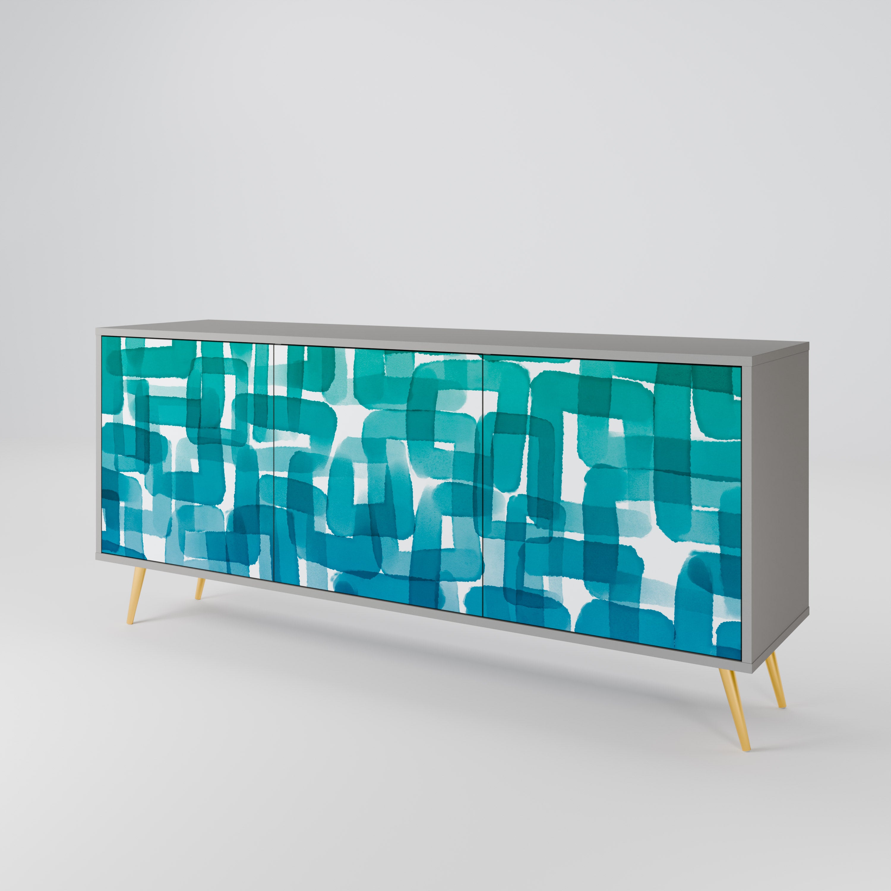 TURQUOISE RECTANGLES 3-Door Sideboard