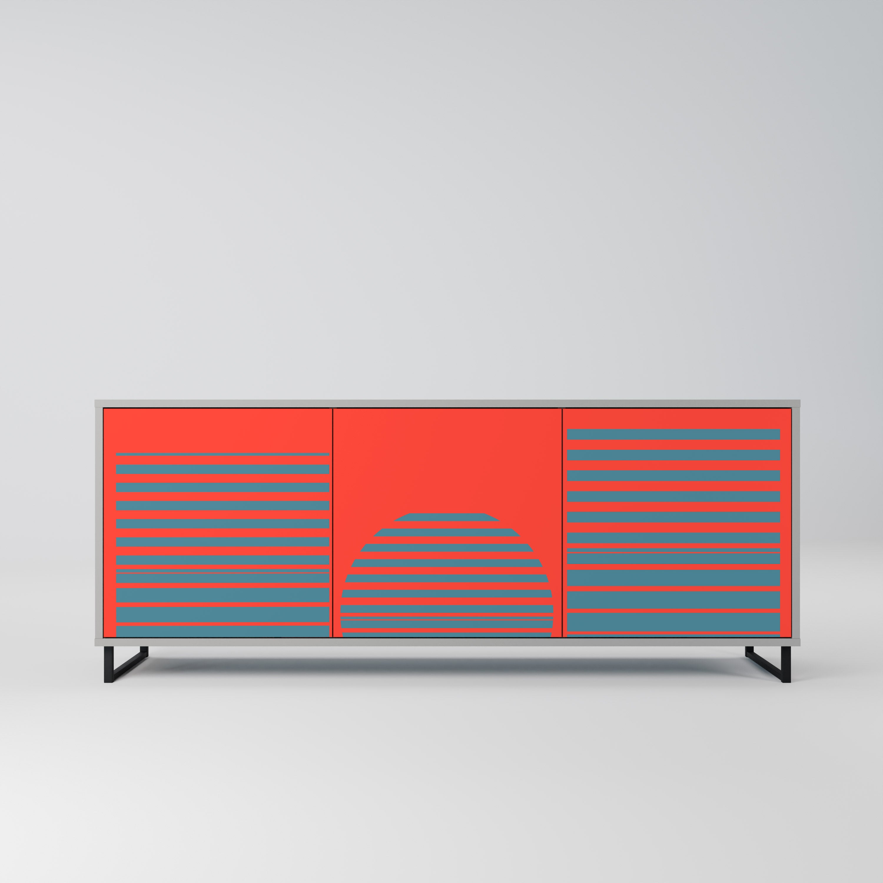 Buffet 3 portes RISING GEOMETRY STARS en finition grise