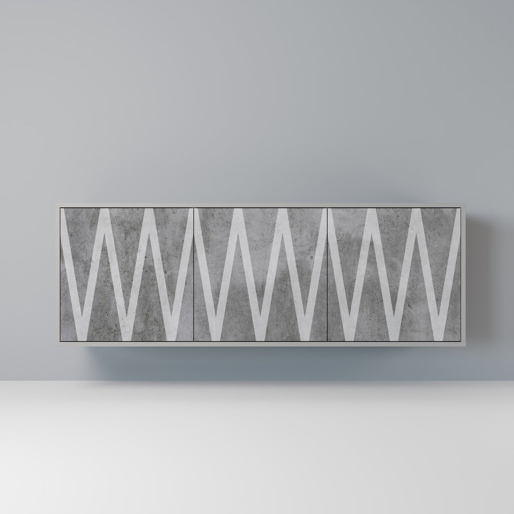 Buffet 3 portes SOLID ZIG ZAG finition grise