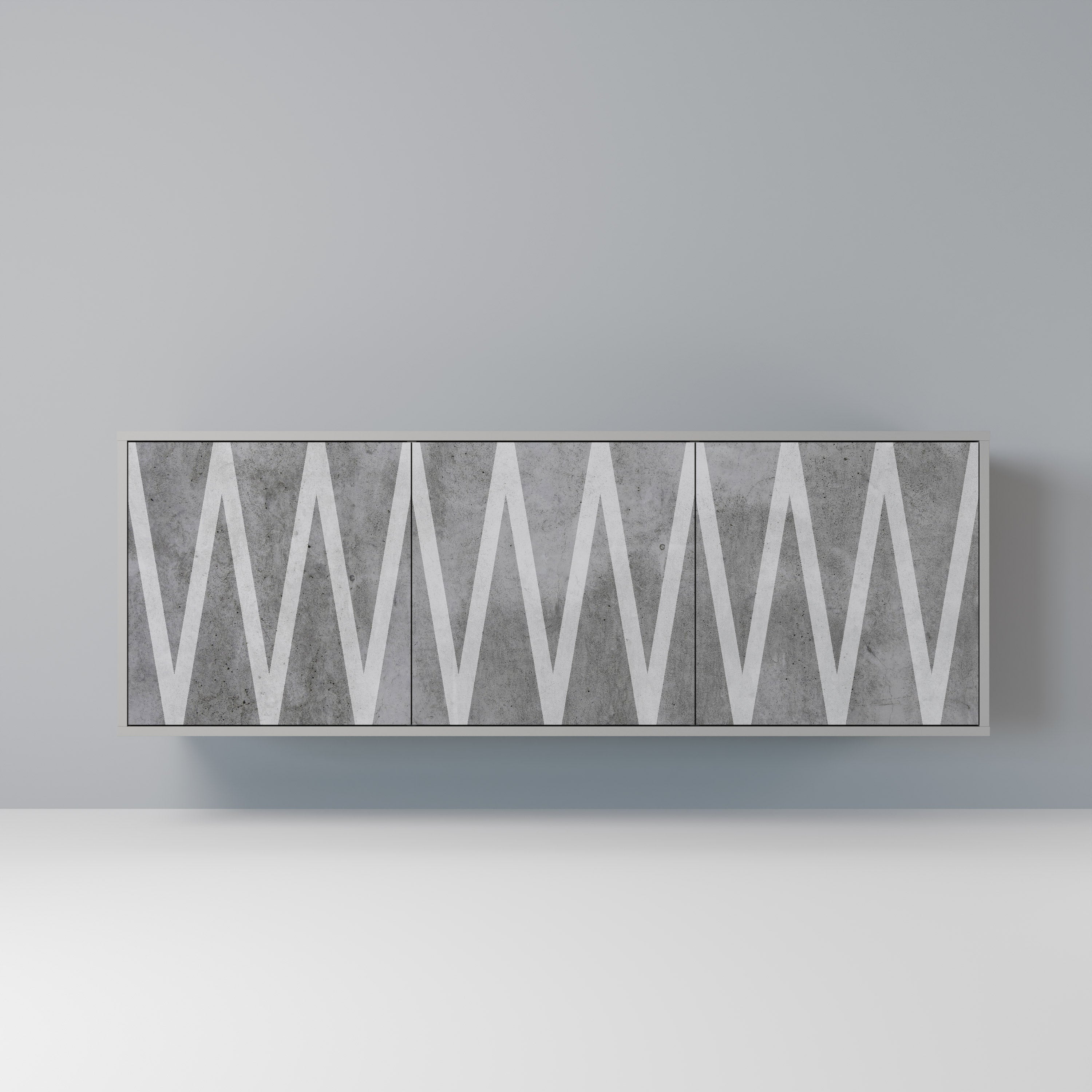 Buffet 3 portes SOLID ZIG ZAG finition grise