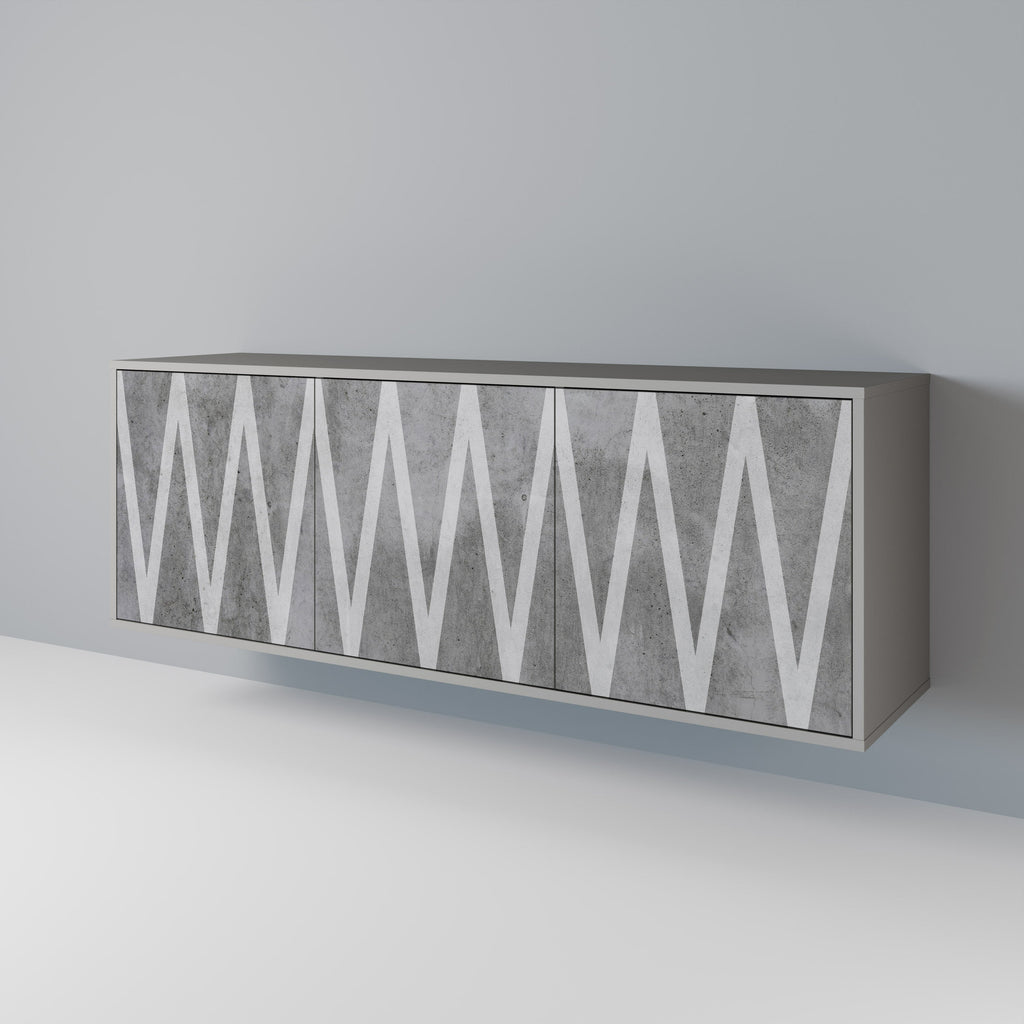 Buffet 3 portes SOLID ZIG ZAG finition grise