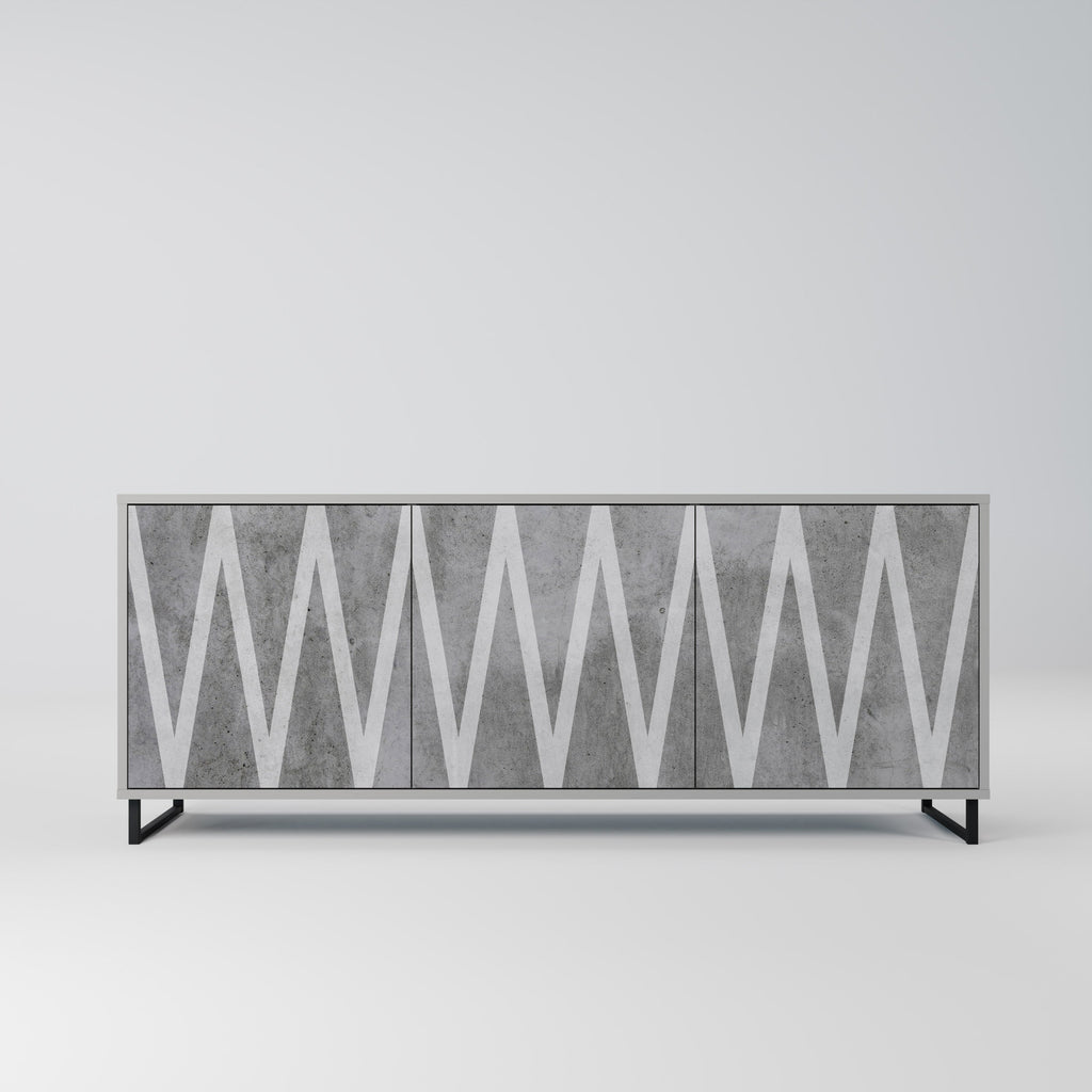 Buffet 3 portes SOLID ZIG ZAG finition grise