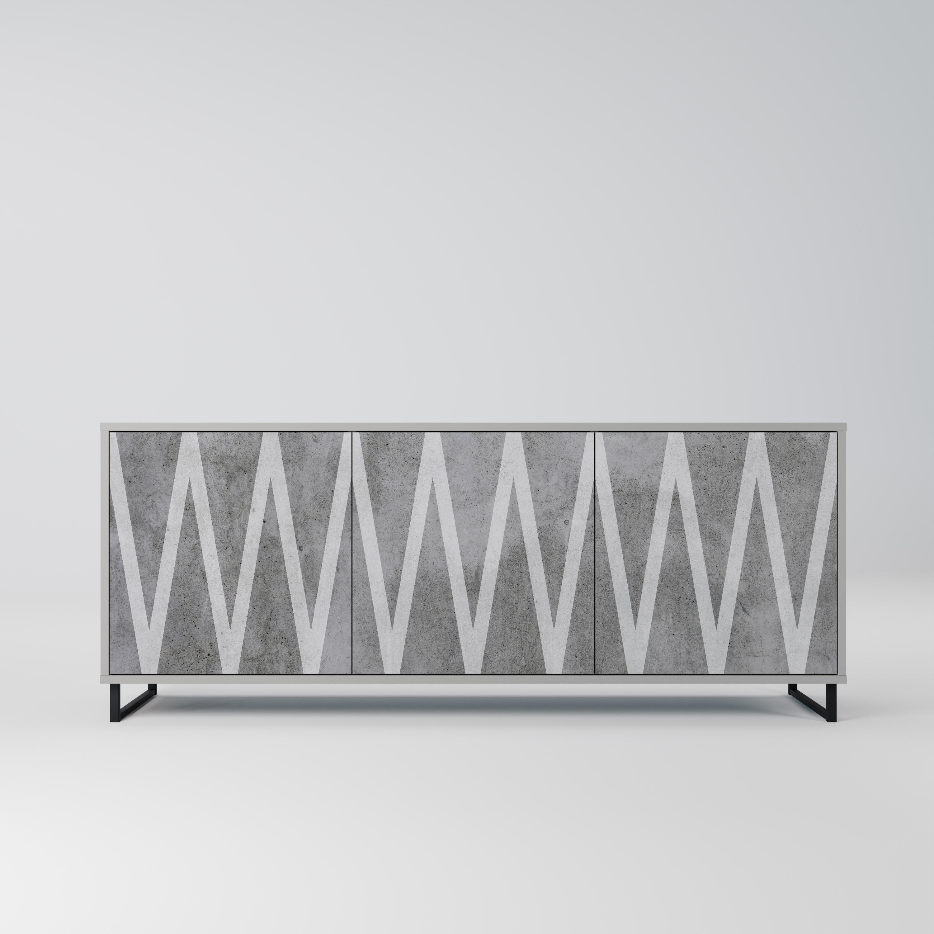 Buffet 3 portes SOLID ZIG ZAG finition grise