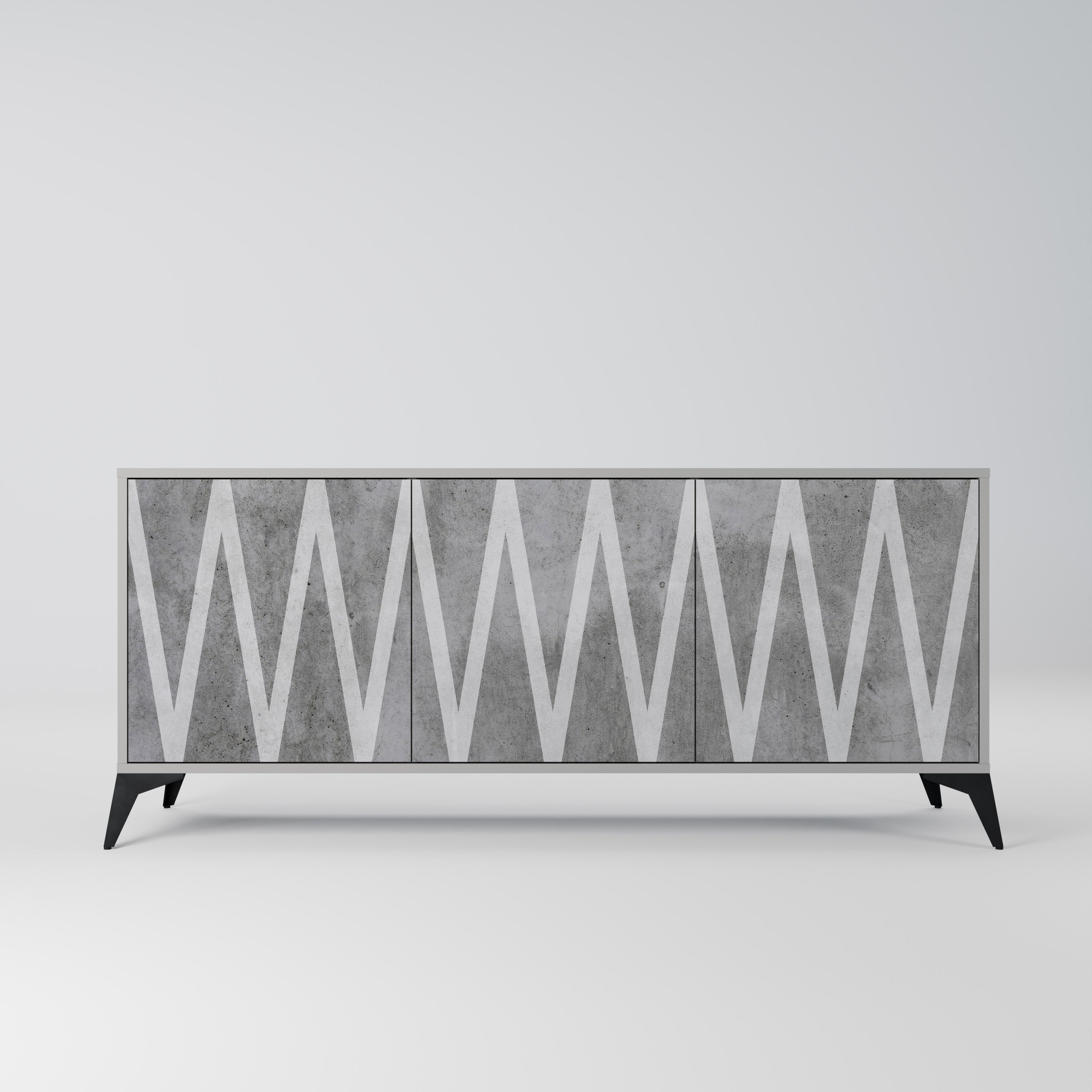 Buffet 3 portes SOLID ZIG ZAG finition grise