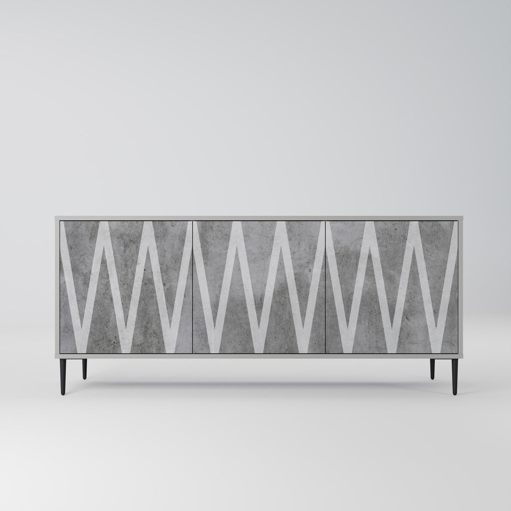Buffet 3 portes SOLID ZIG ZAG finition grise