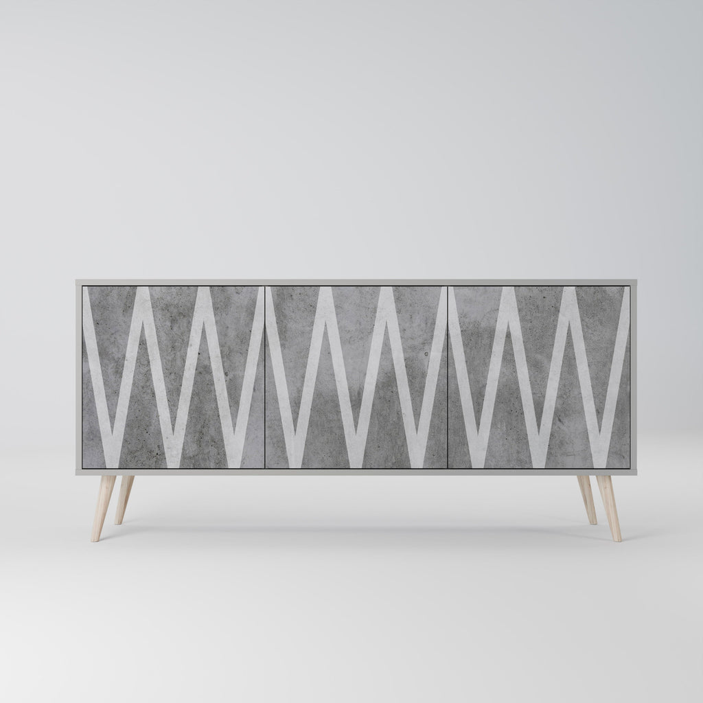Buffet 3 portes SOLID ZIG ZAG finition grise