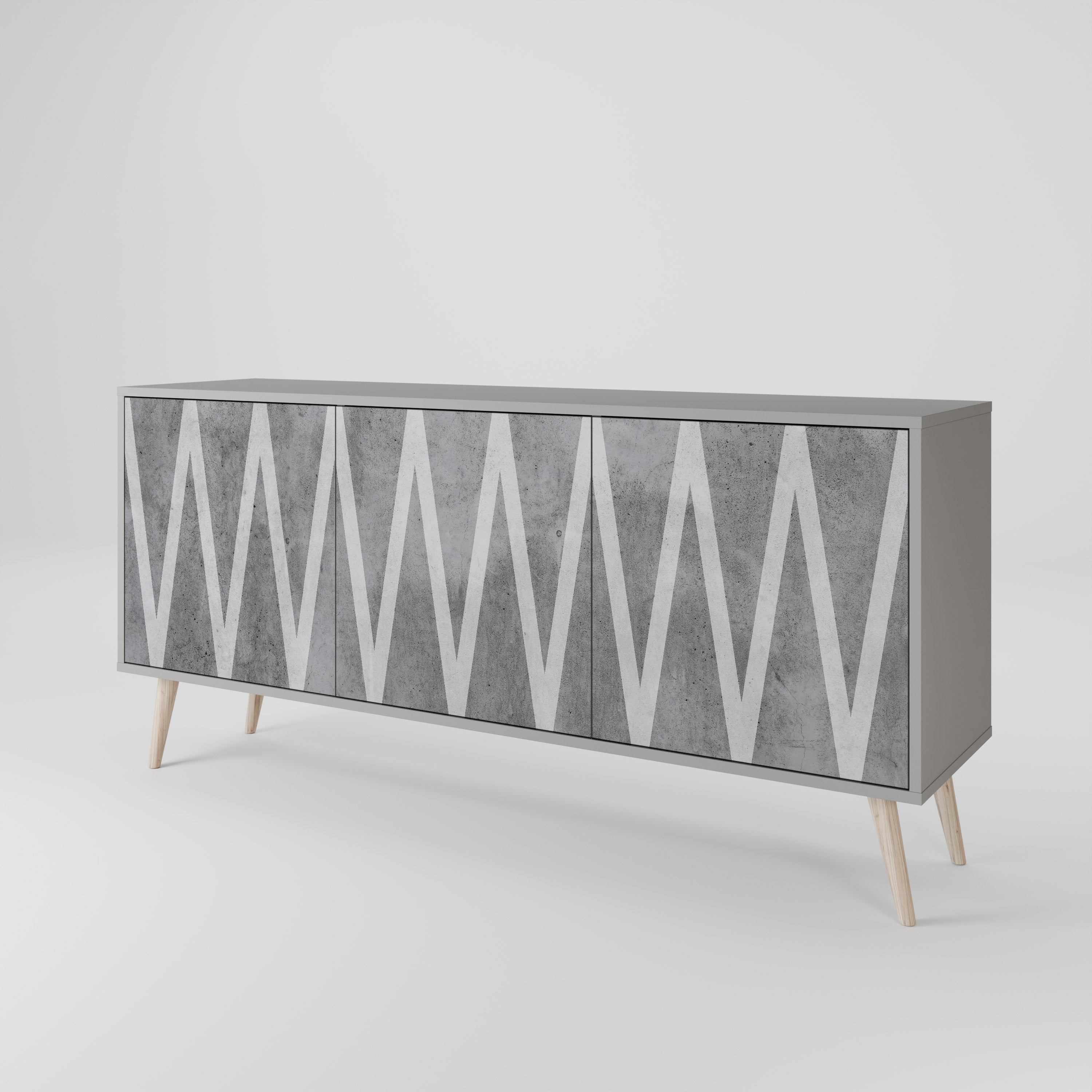 Buffet 3 portes SOLID ZIG ZAG finition grise