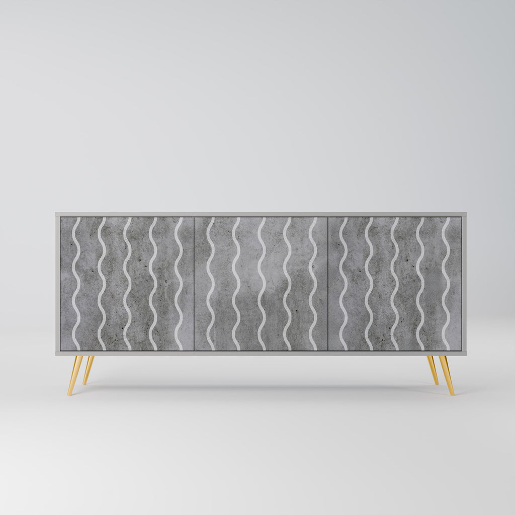 Buffet 3 portes WAVES OF CONCRETE en finition grise