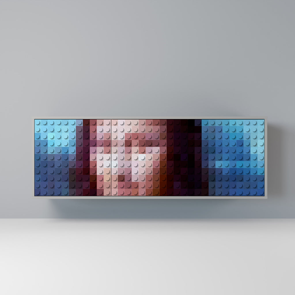 Buffet 3 portes CONSTRUCTIVE ART en finition grise