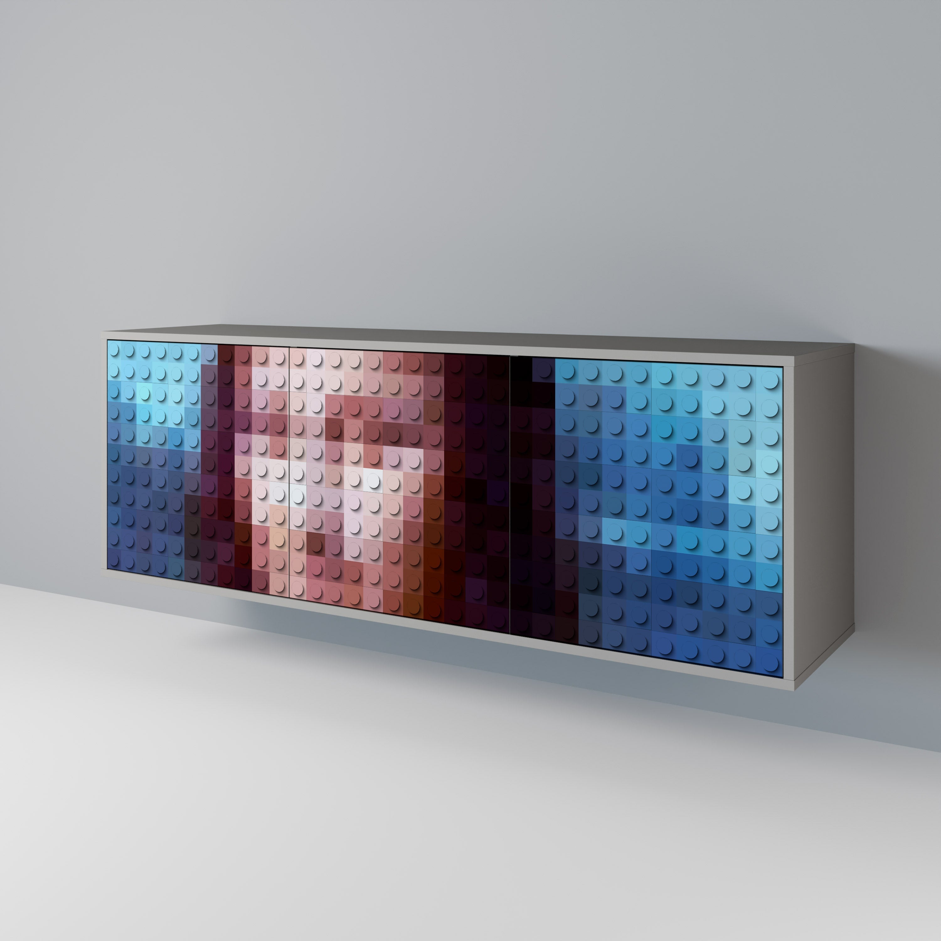 Buffet 3 portes CONSTRUCTIVE ART en finition grise