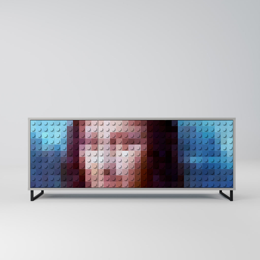 Buffet 3 portes CONSTRUCTIVE ART en finition grise