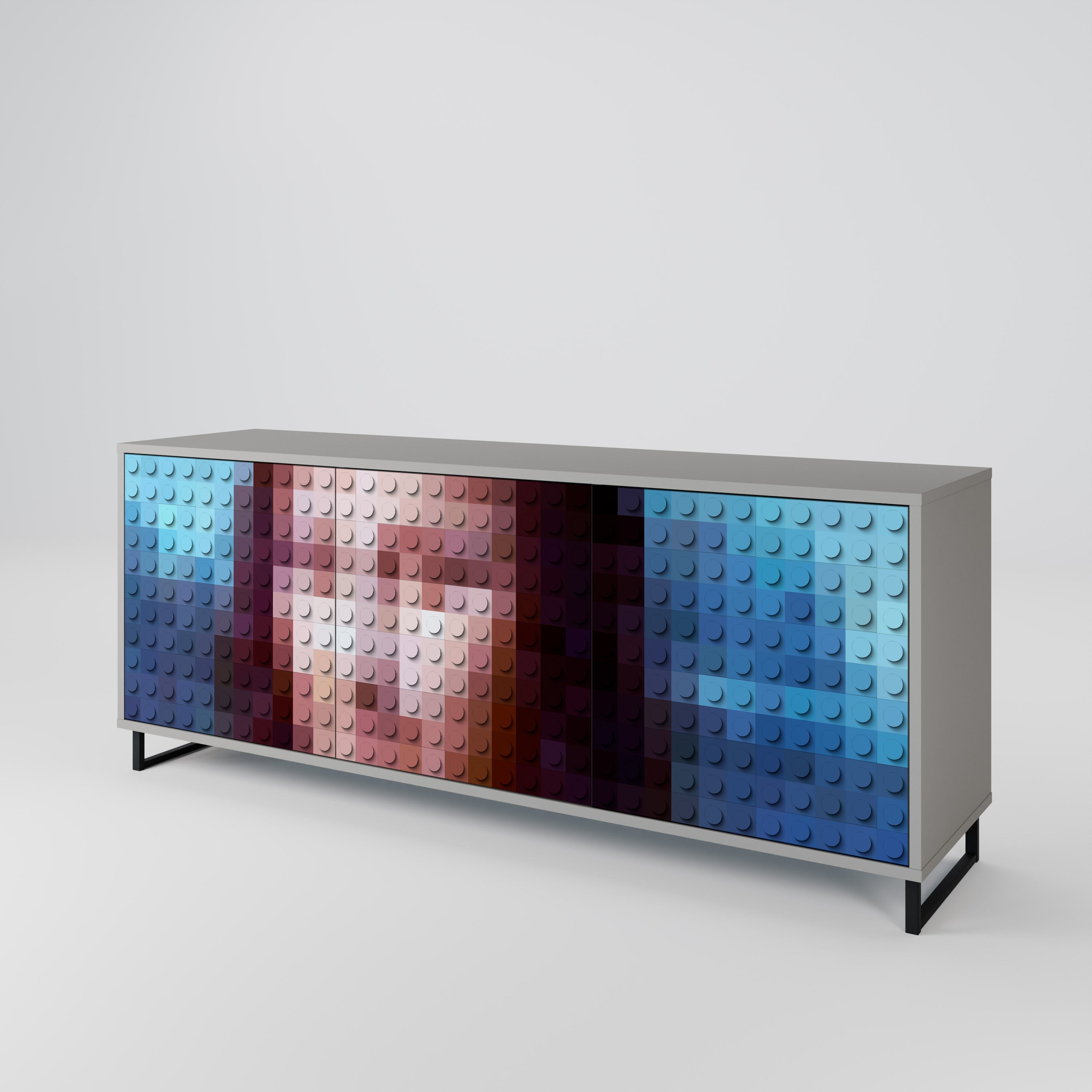 Buffet 3 portes CONSTRUCTIVE ART en finition grise