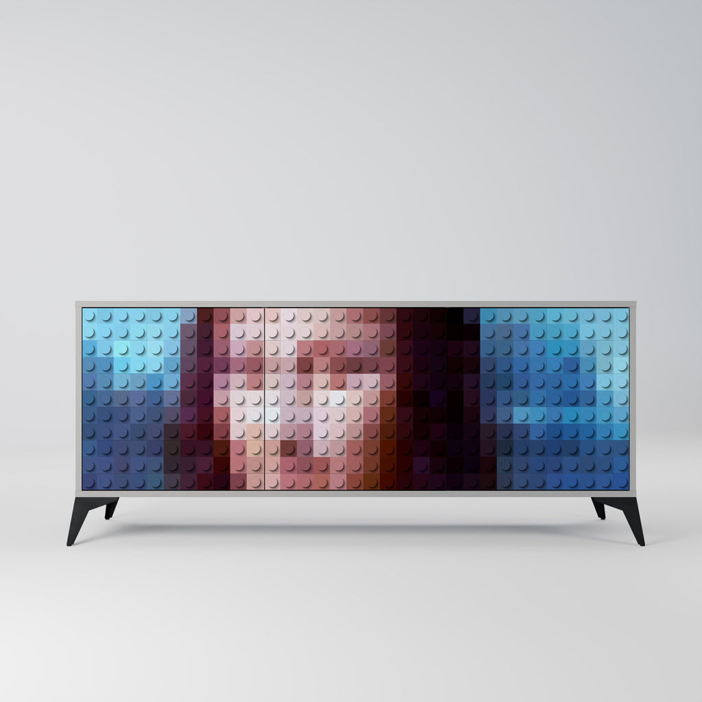 Buffet 3 portes CONSTRUCTIVE ART en finition grise