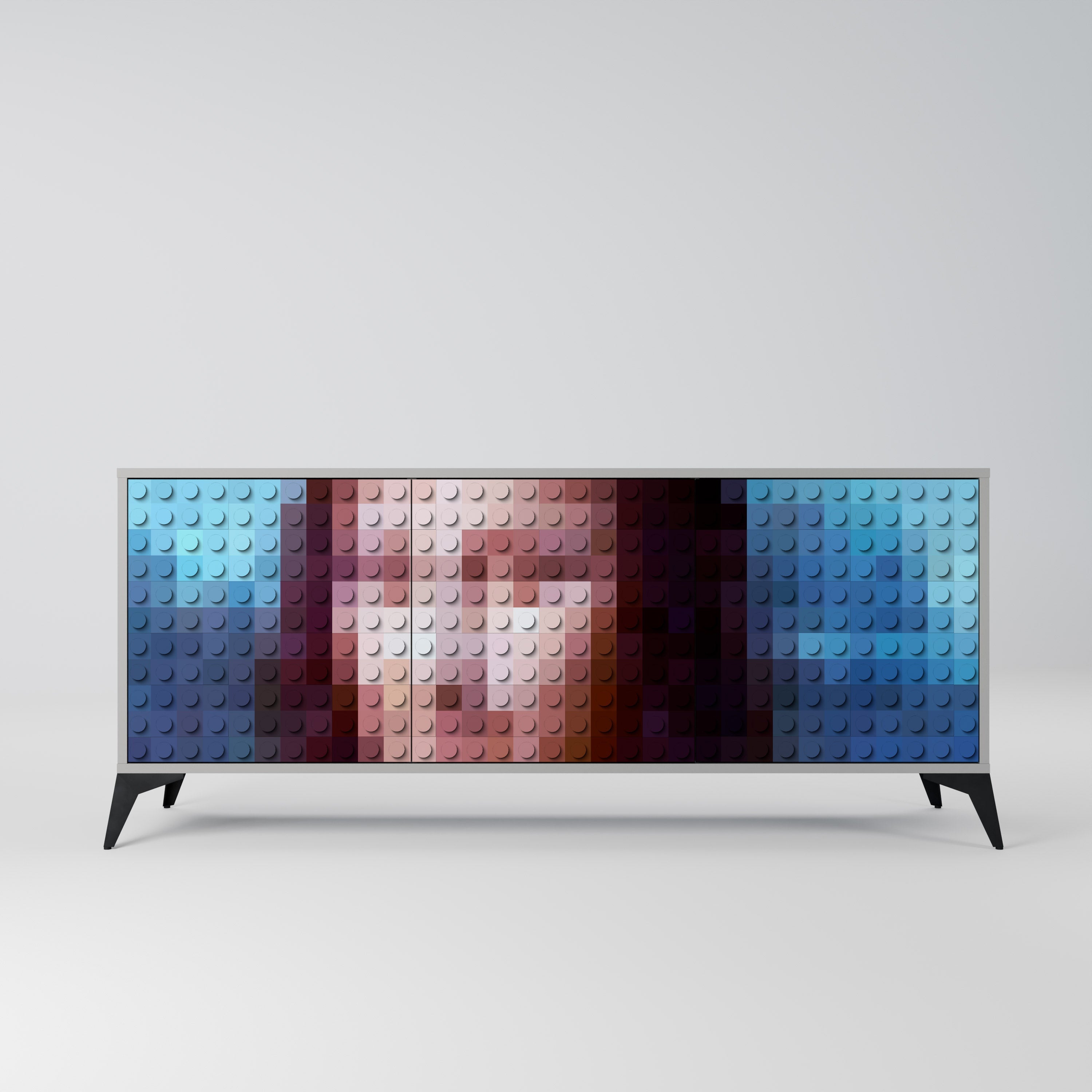 Buffet 3 portes CONSTRUCTIVE ART en finition grise