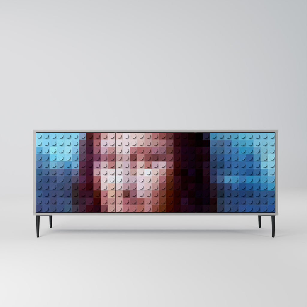 Buffet 3 portes CONSTRUCTIVE ART en finition grise