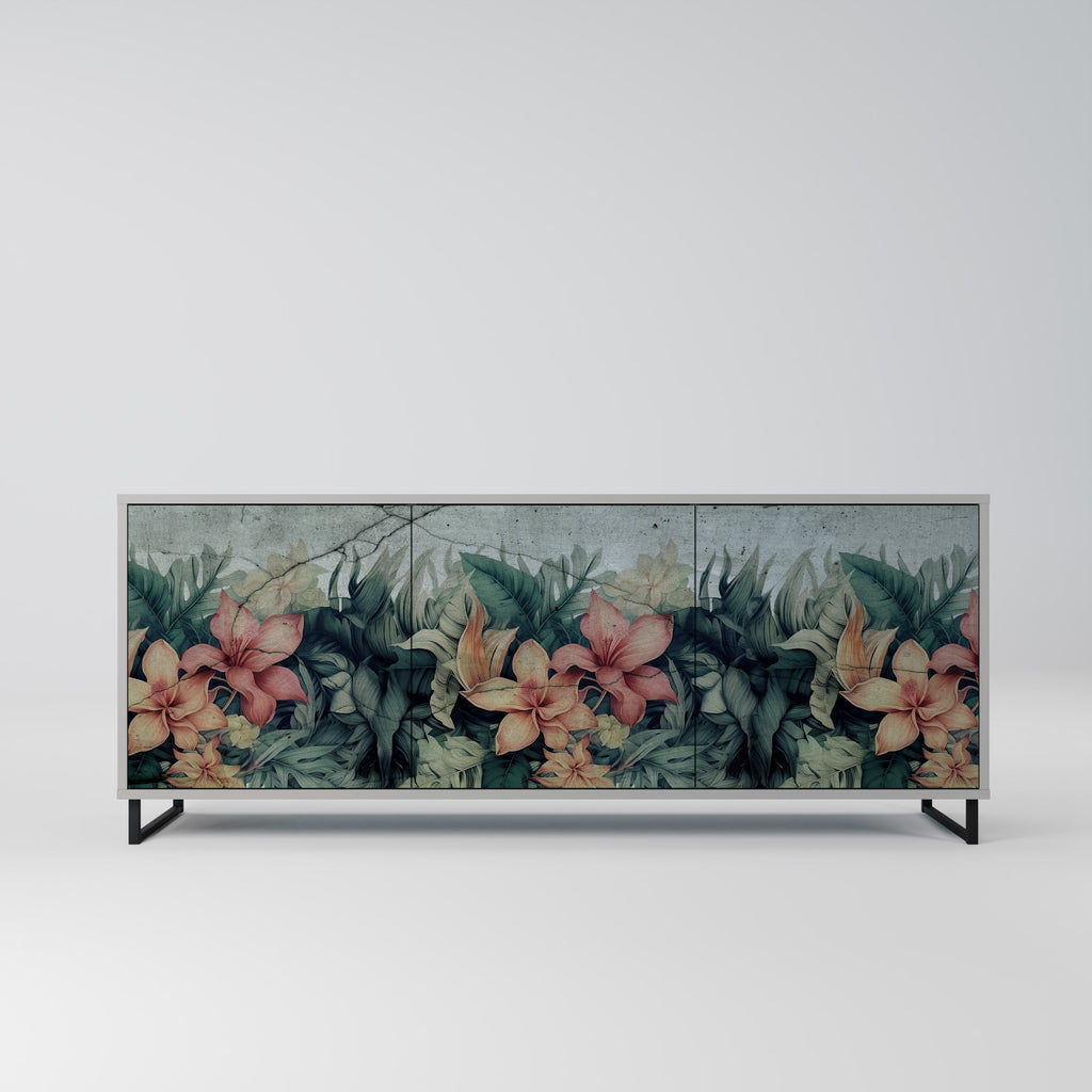 Buffet 3 portes HEAVENLY BLOOM en finition grise