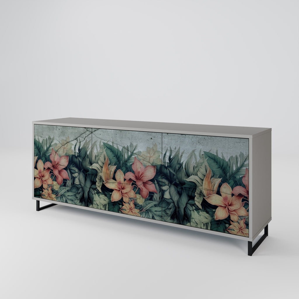 Buffet 3 portes HEAVENLY BLOOM en finition grise