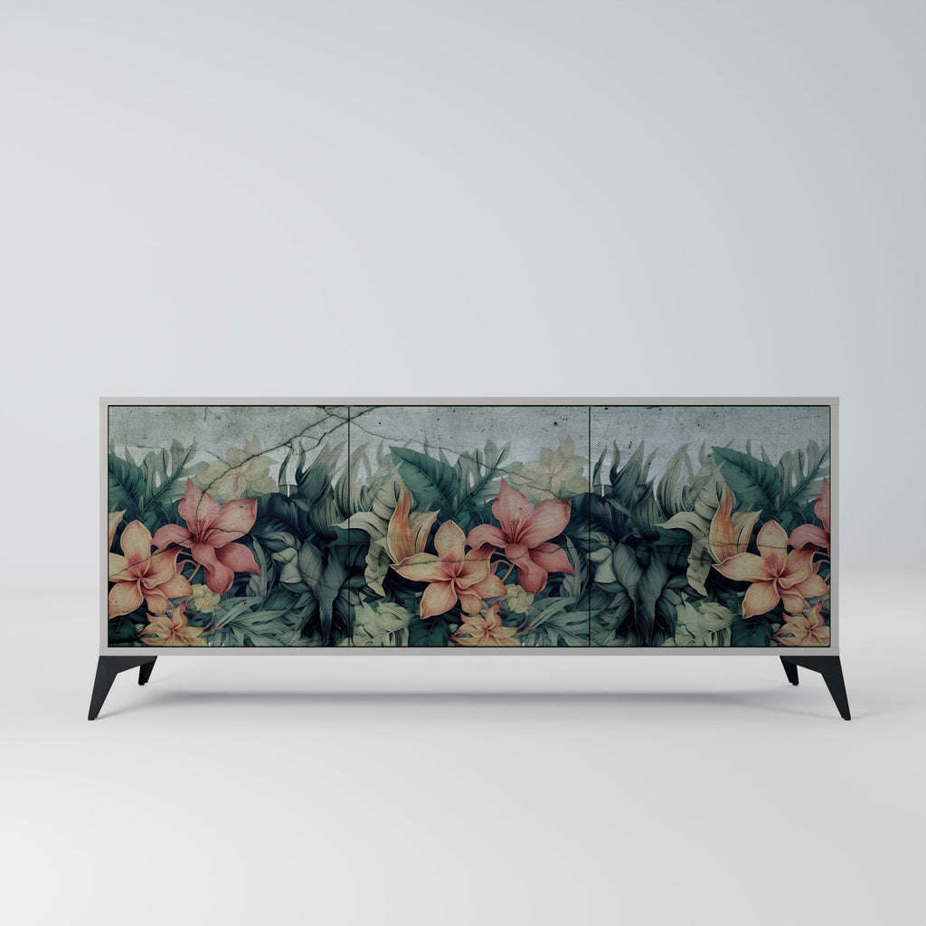 Buffet 3 portes HEAVENLY BLOOM en finition grise