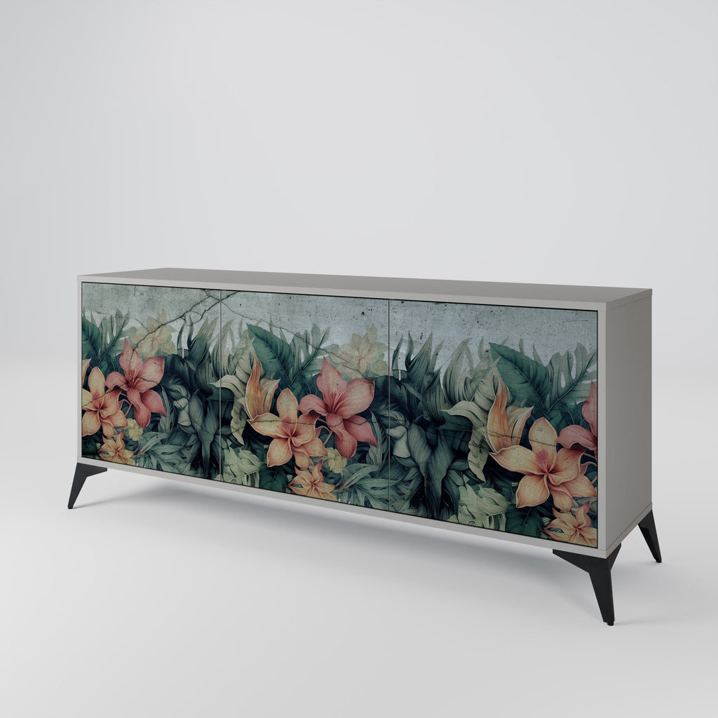 Buffet 3 portes HEAVENLY BLOOM en finition grise