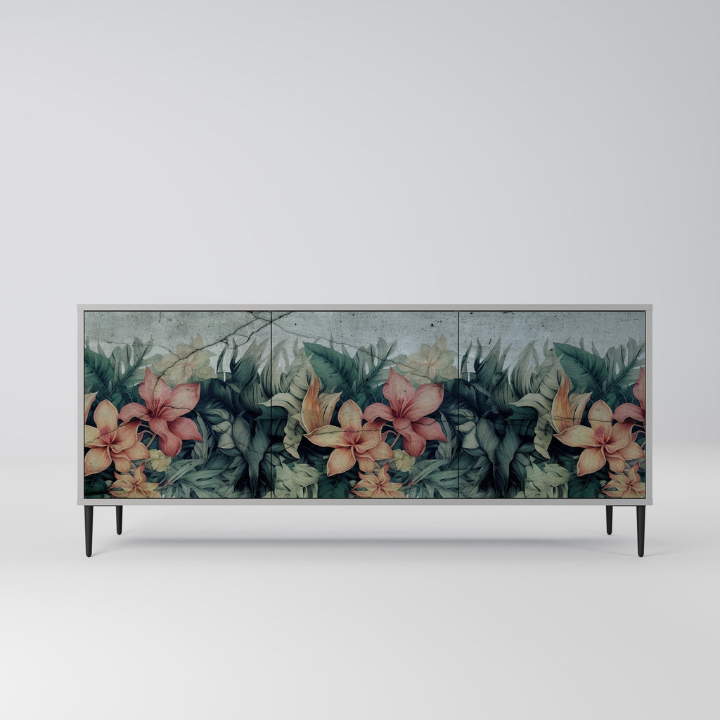 Buffet 3 portes HEAVENLY BLOOM en finition grise