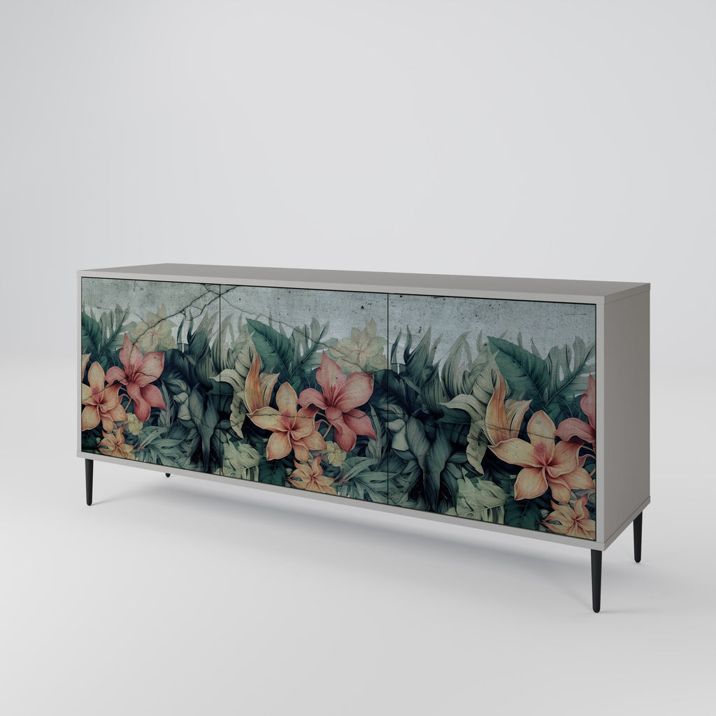 Buffet 3 portes HEAVENLY BLOOM en finition grise