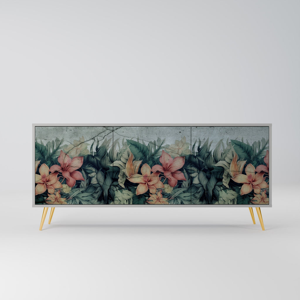 Buffet 3 portes HEAVENLY BLOOM en finition grise